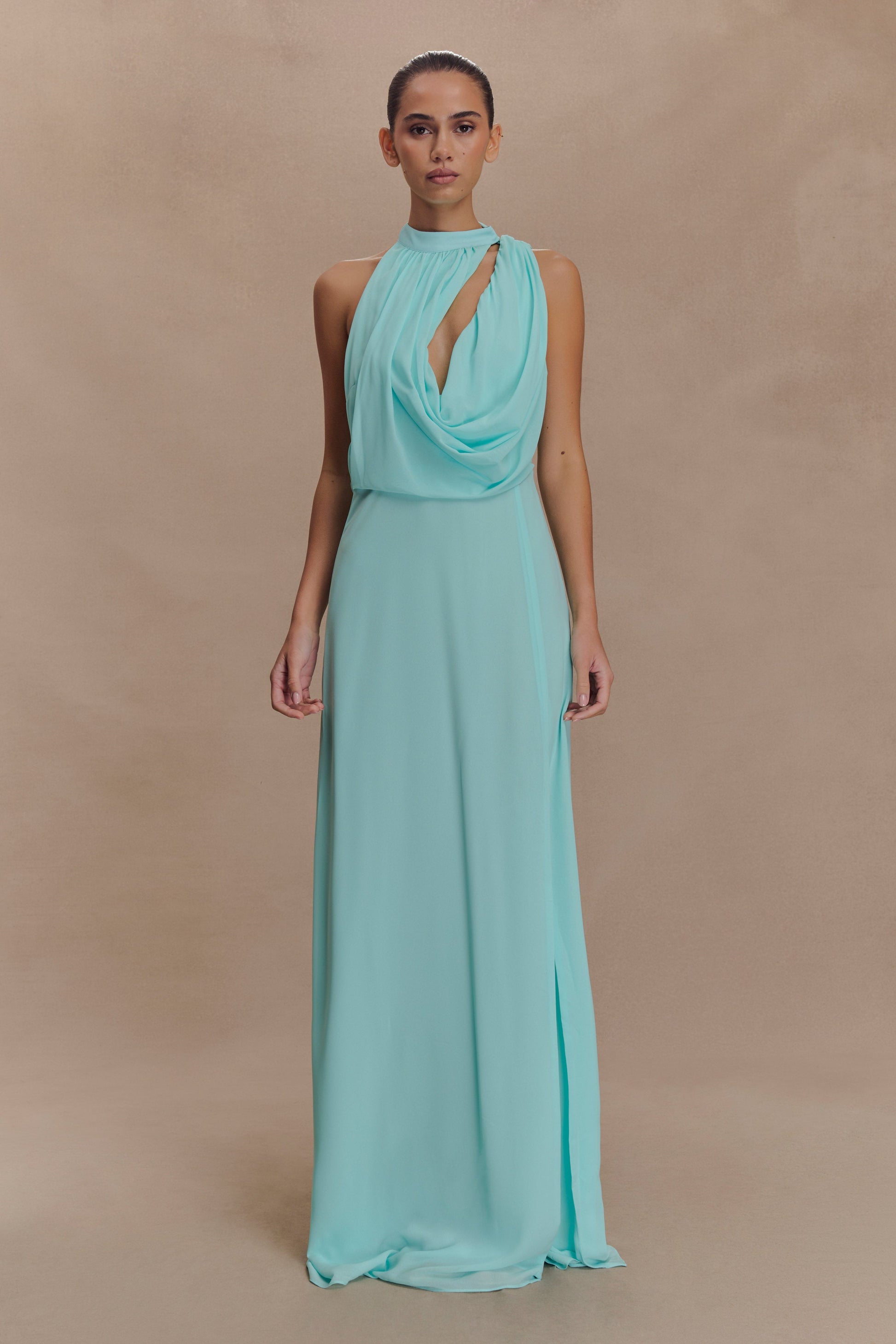 Galia Cowl Neck Maxi Dress - Lagoon #6