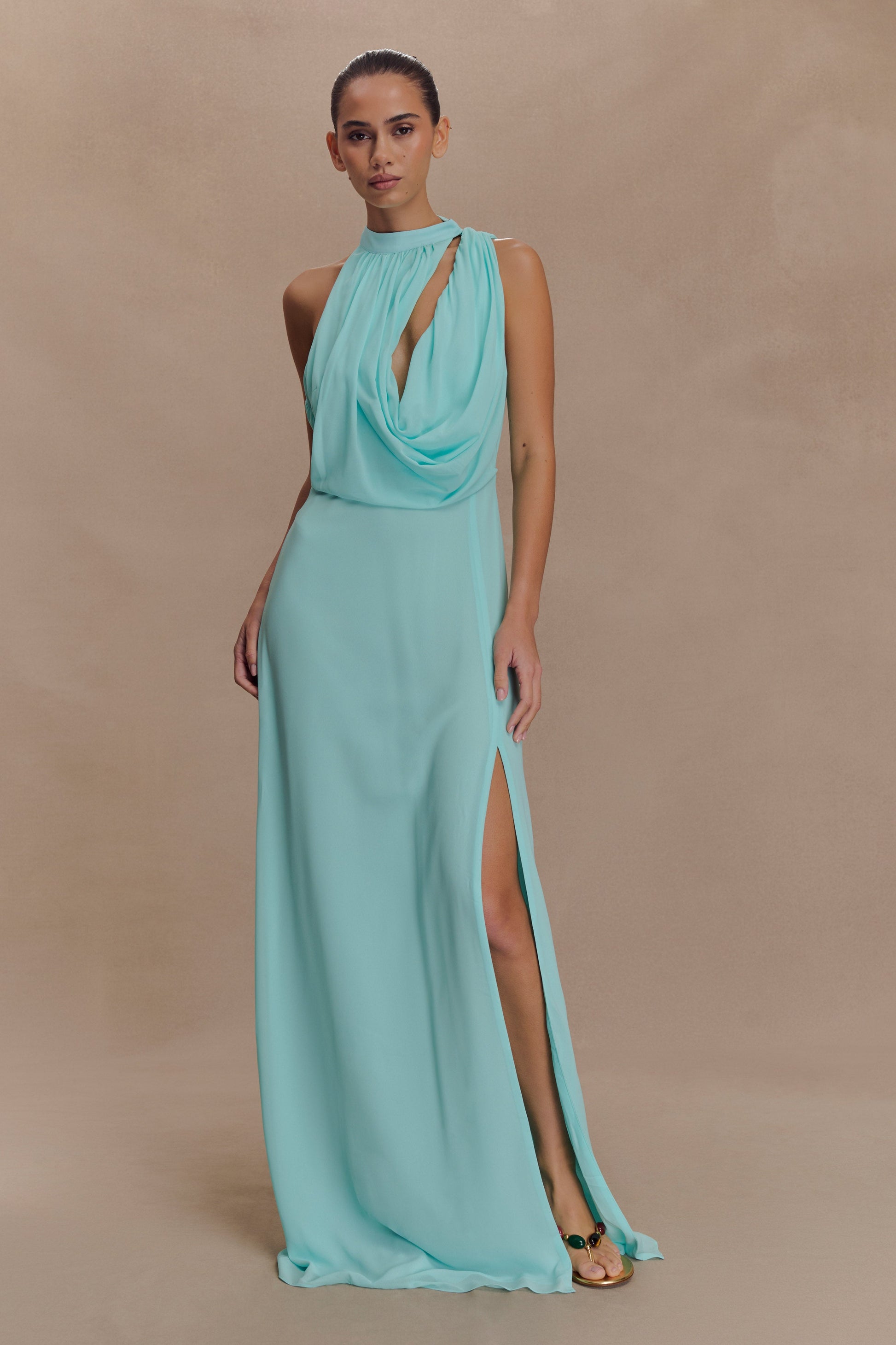 Galia Cowl Neck Maxi Dress - Lagoon