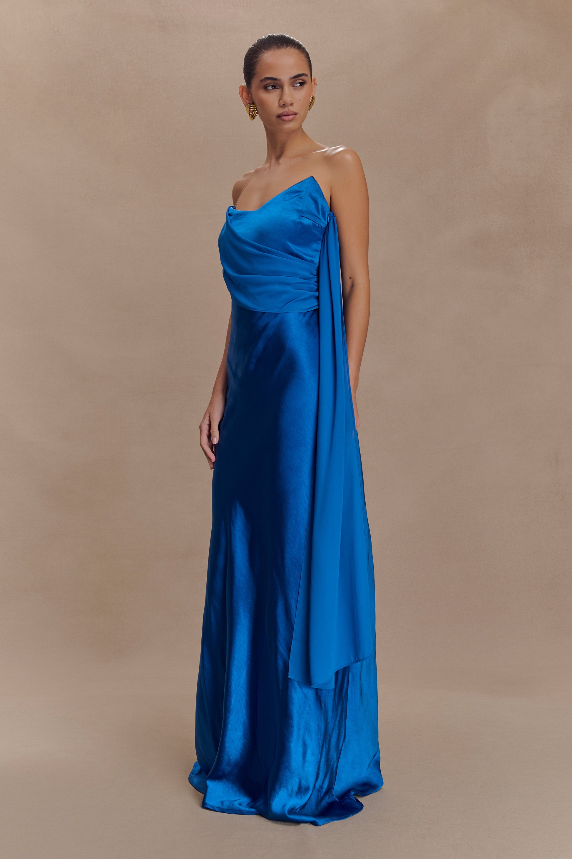 Carah Satin And Chiffon Maxi Dress - Cobalt #4