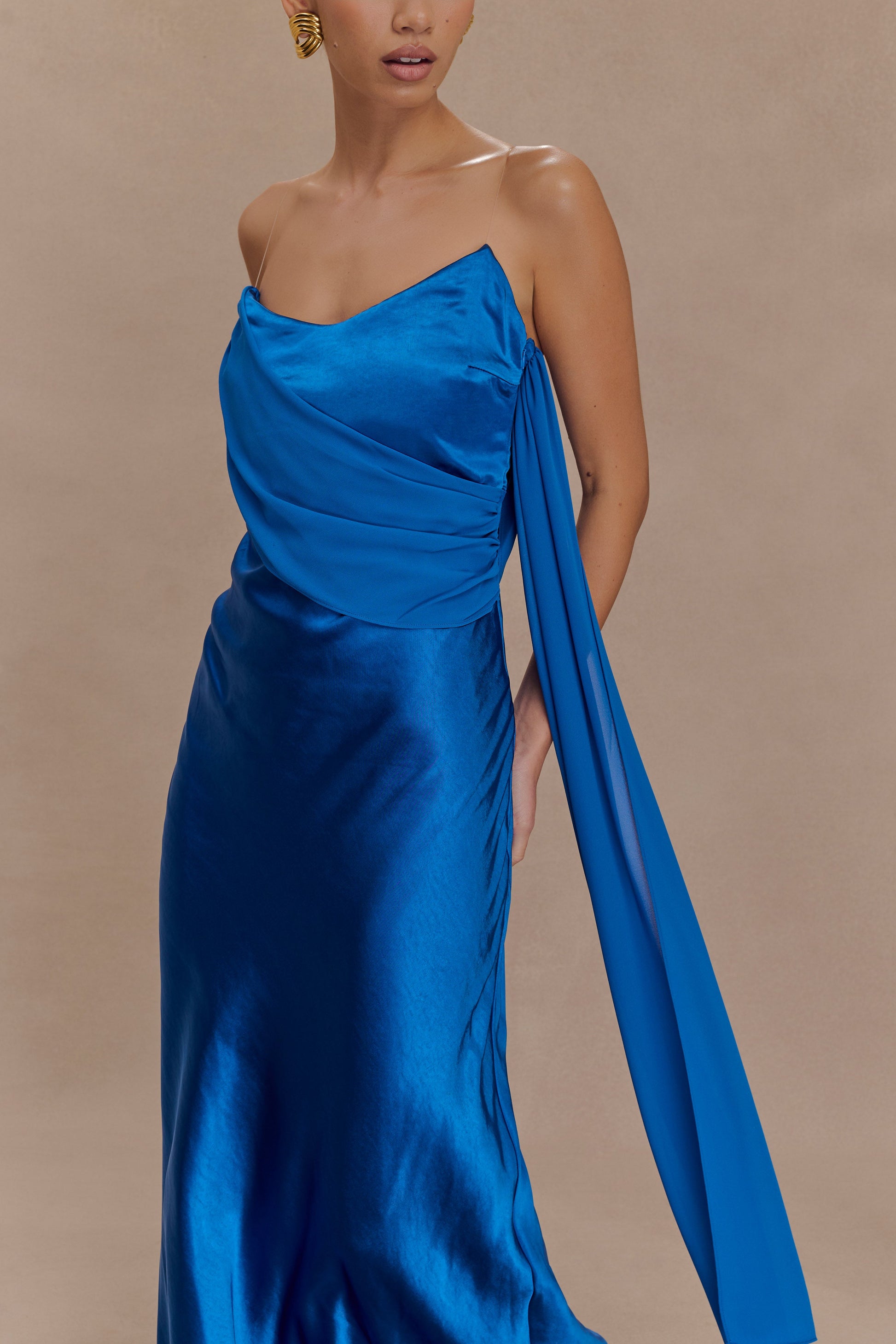 Carah Satin And Chiffon Maxi Dress - Cobalt #5