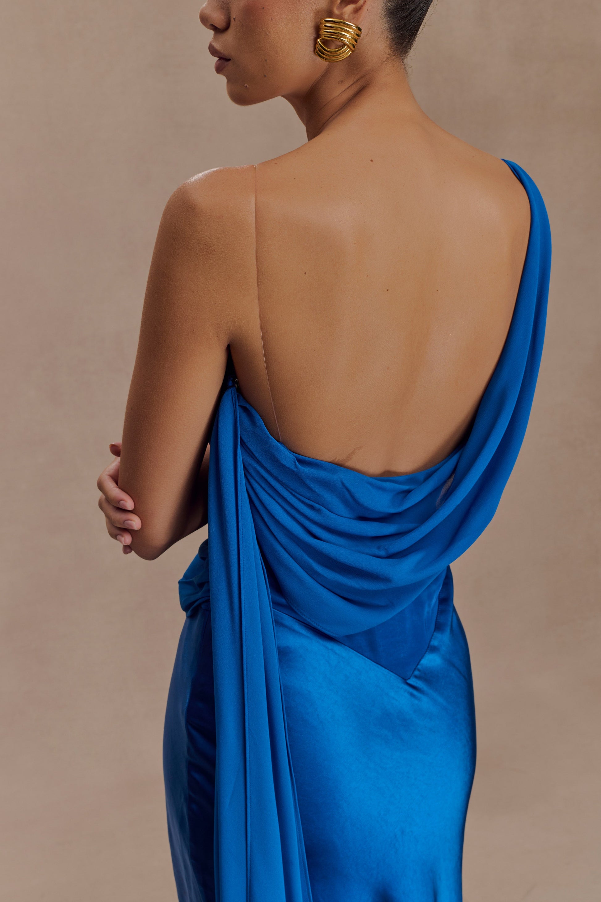 Carah Satin And Chiffon Maxi Dress - Cobalt #3