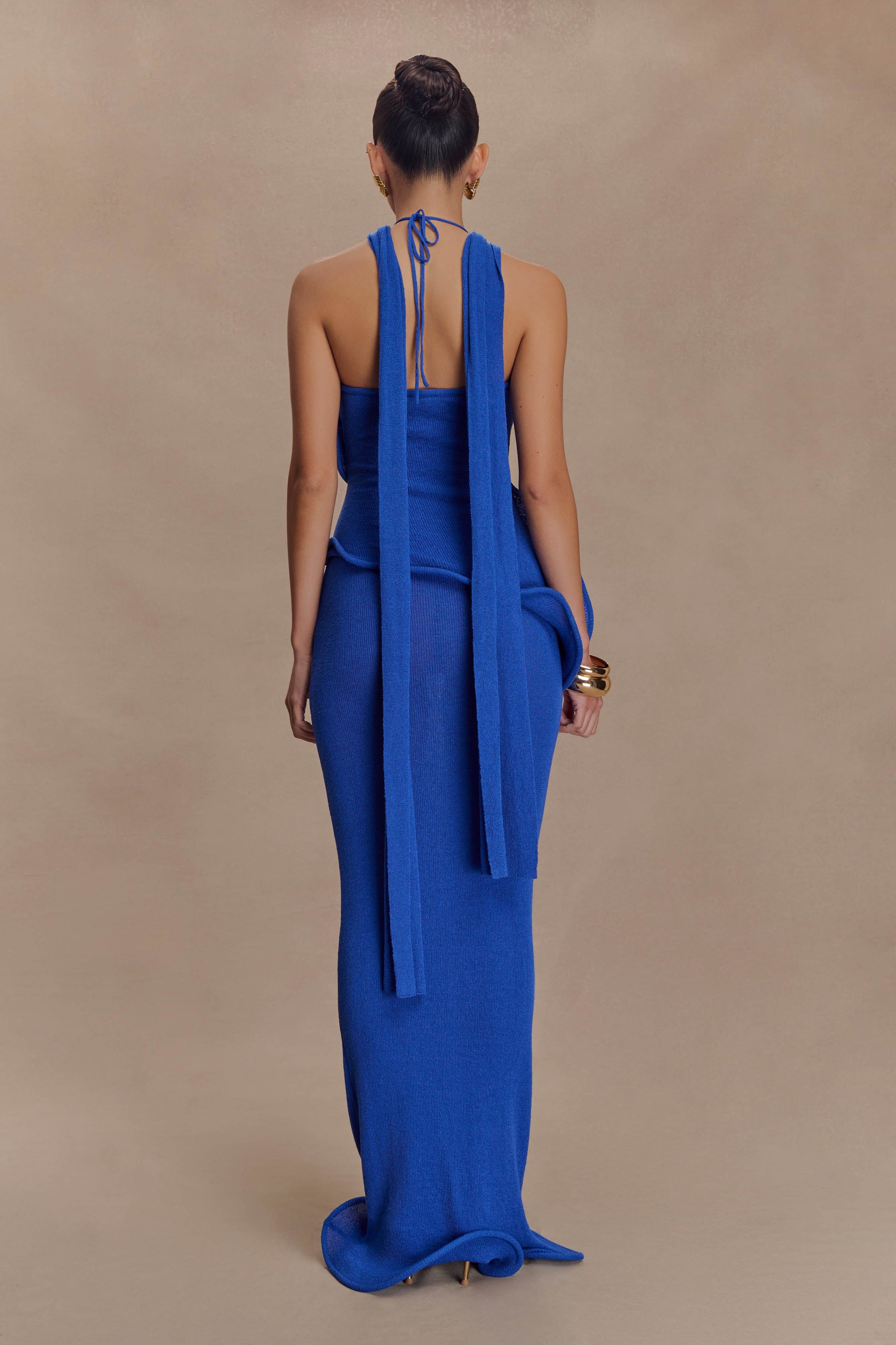 Caprice Halter Knit Maxi Dress - Cobalt #2