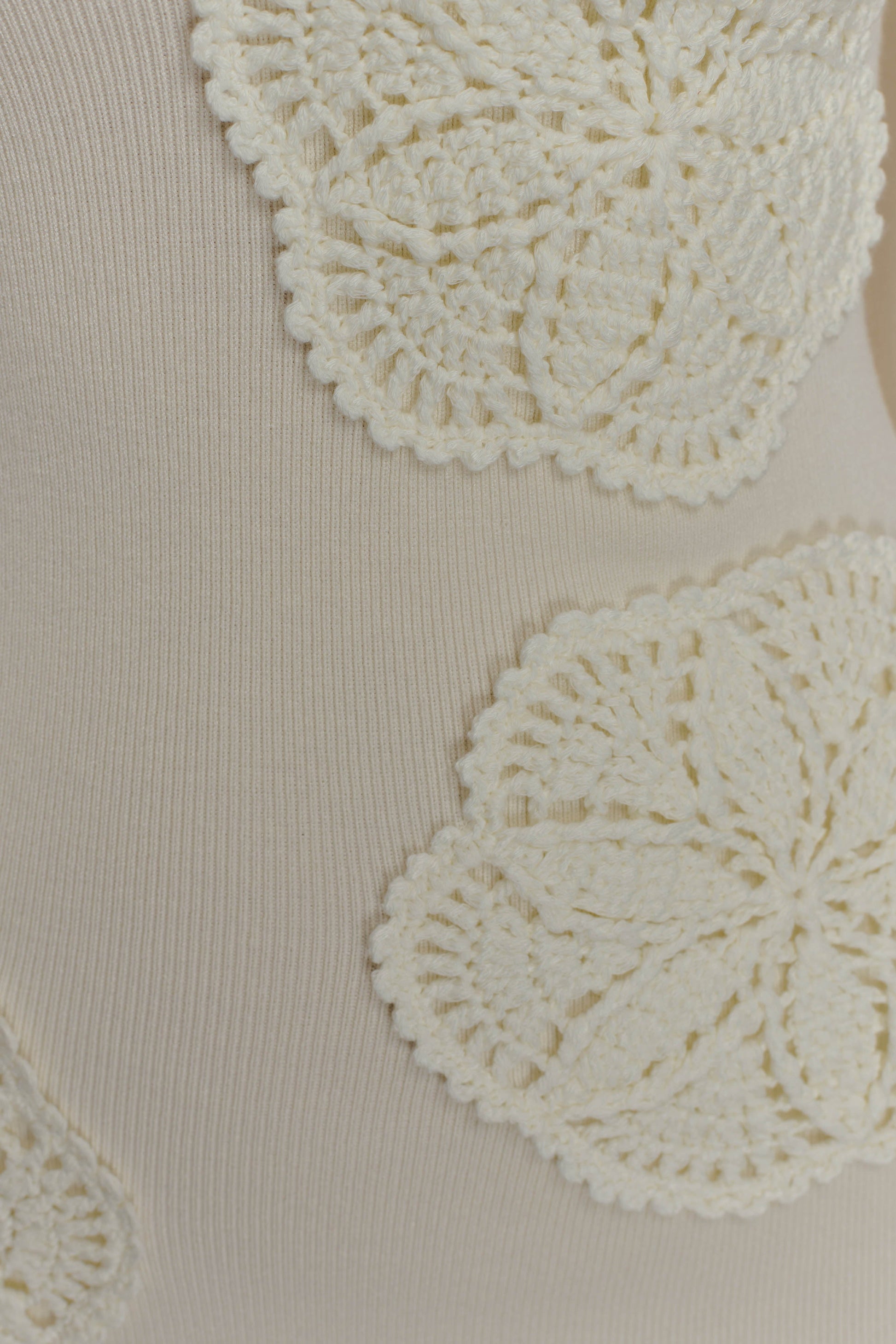 Amari Knit Crochet Knit Mini Dress - Ivory #5