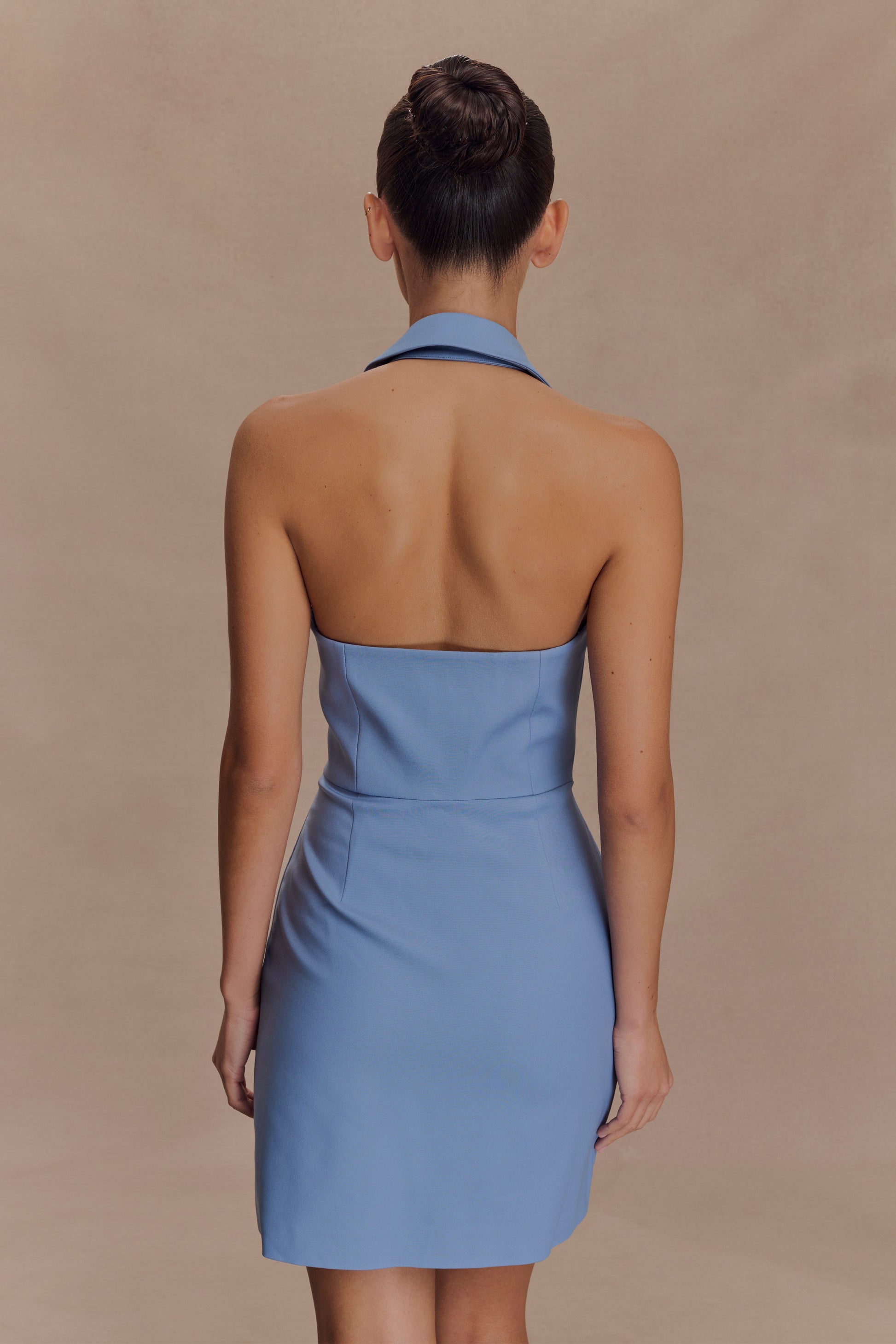 Ruth Cotton Halter Mini Dress - Ocean Blue #2