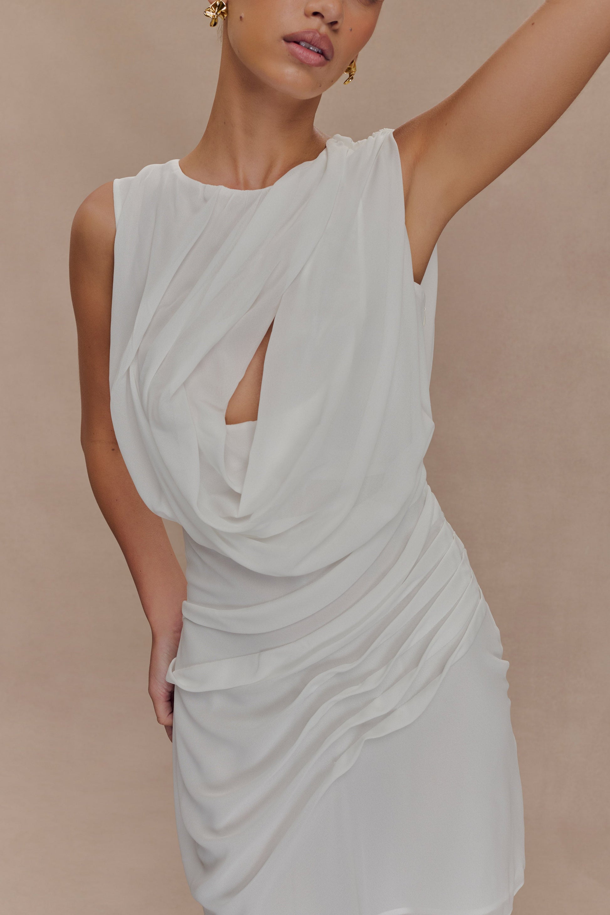 Oria Chiffon Mini Dress - White #3