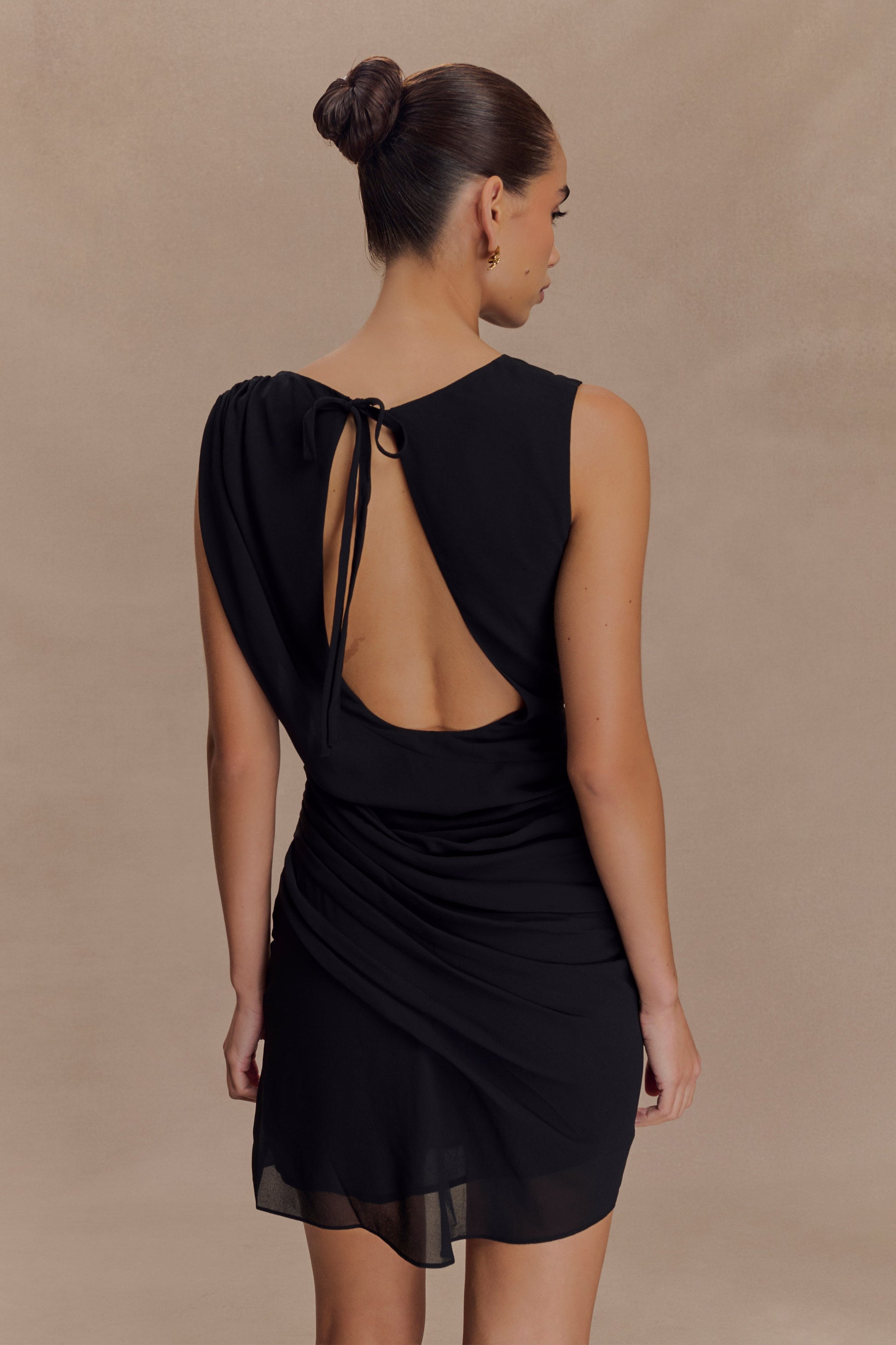 Oria Chiffon Mini Dress - Black #2