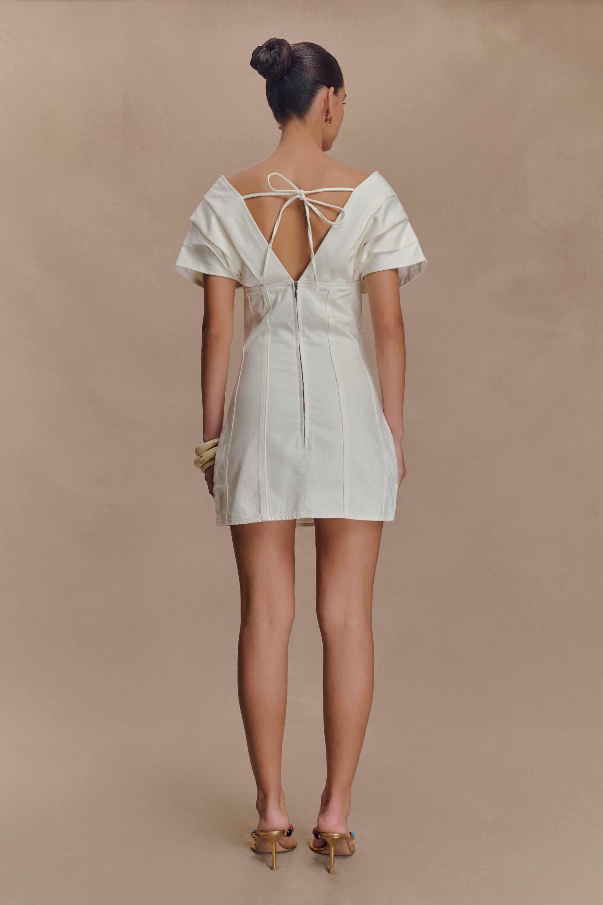 Pascale Off Shoulder Denim Mini Dress - White #2