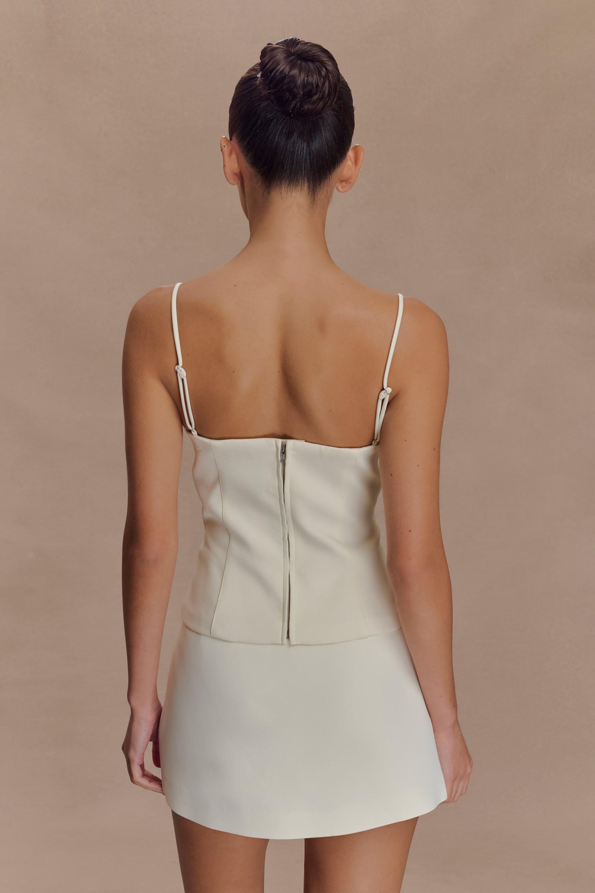 Jaime Spaghetti Strap Suiting Top - Ivory #2