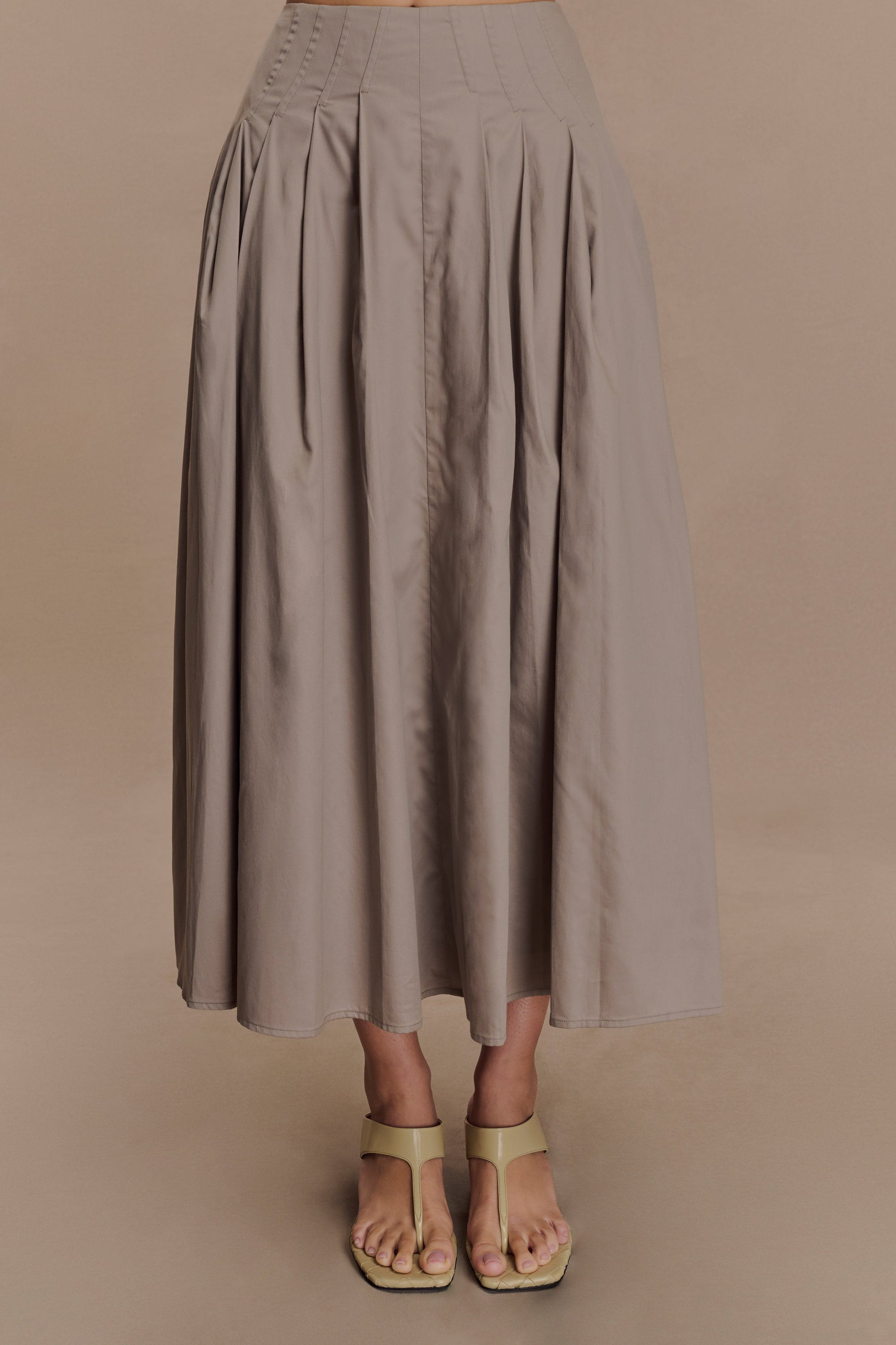 Mae A-Line Midi Skirt - Pebble Brown #4