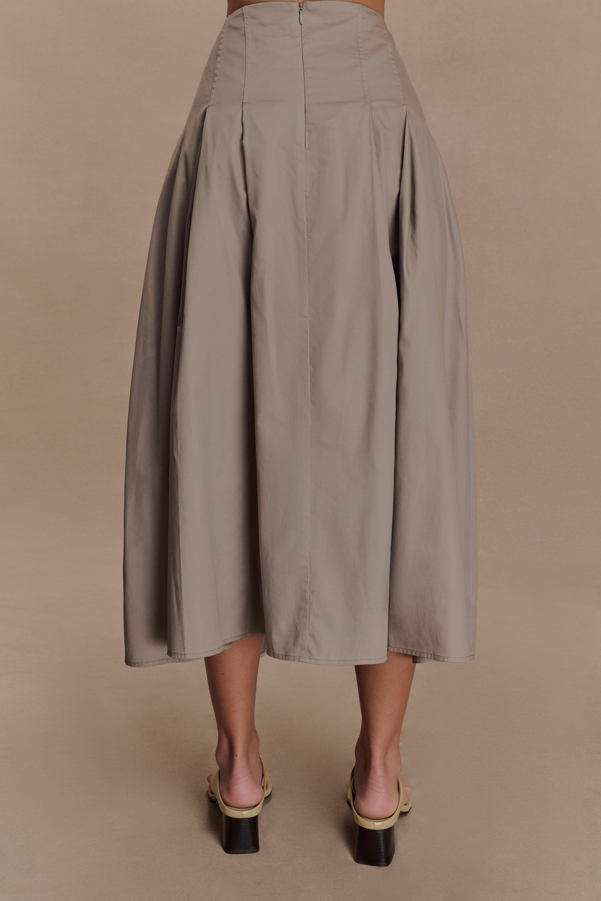 Mae A-Line Midi Skirt - Pebble Brown #5