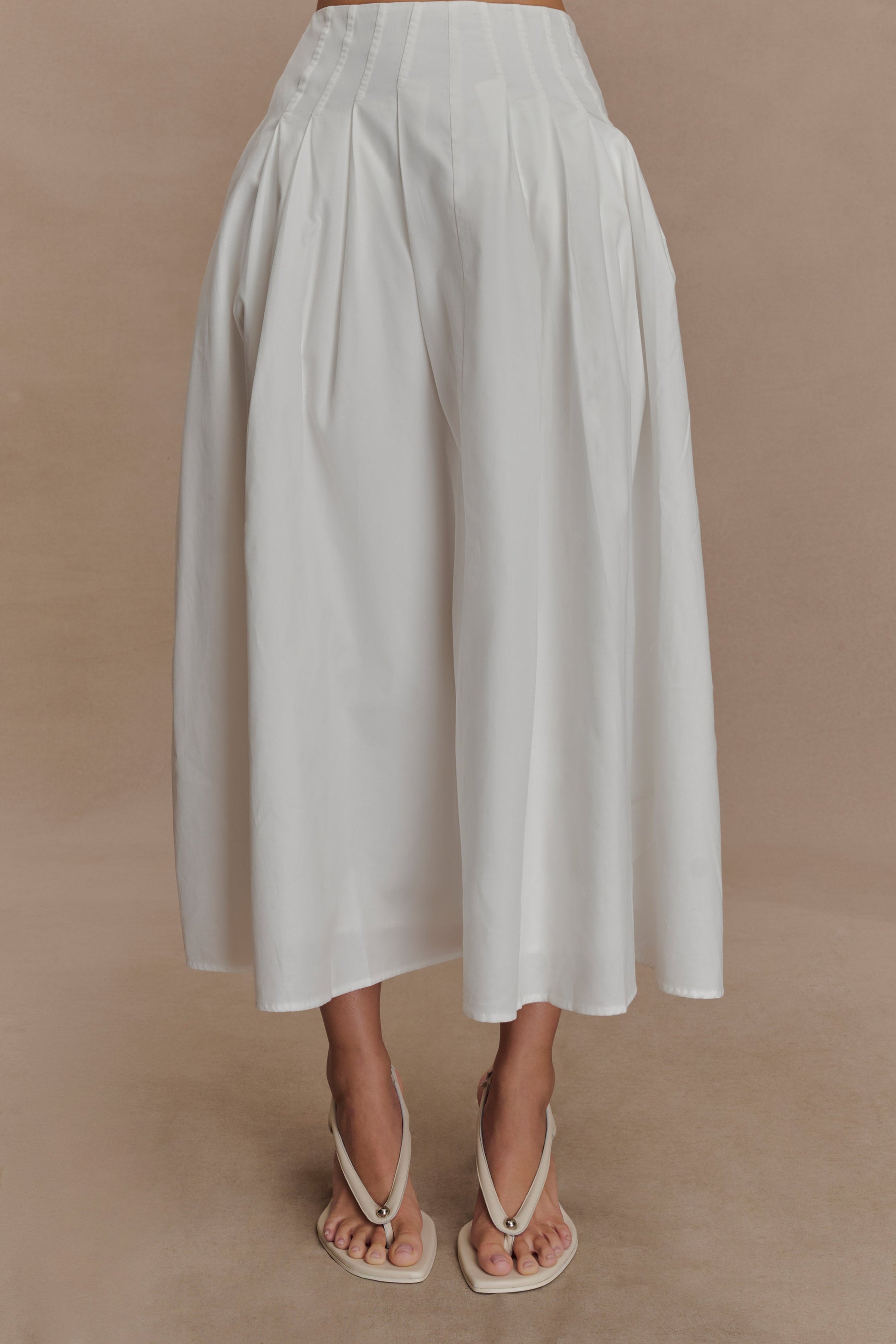 Mae A-Line Midi Skirt - White #4