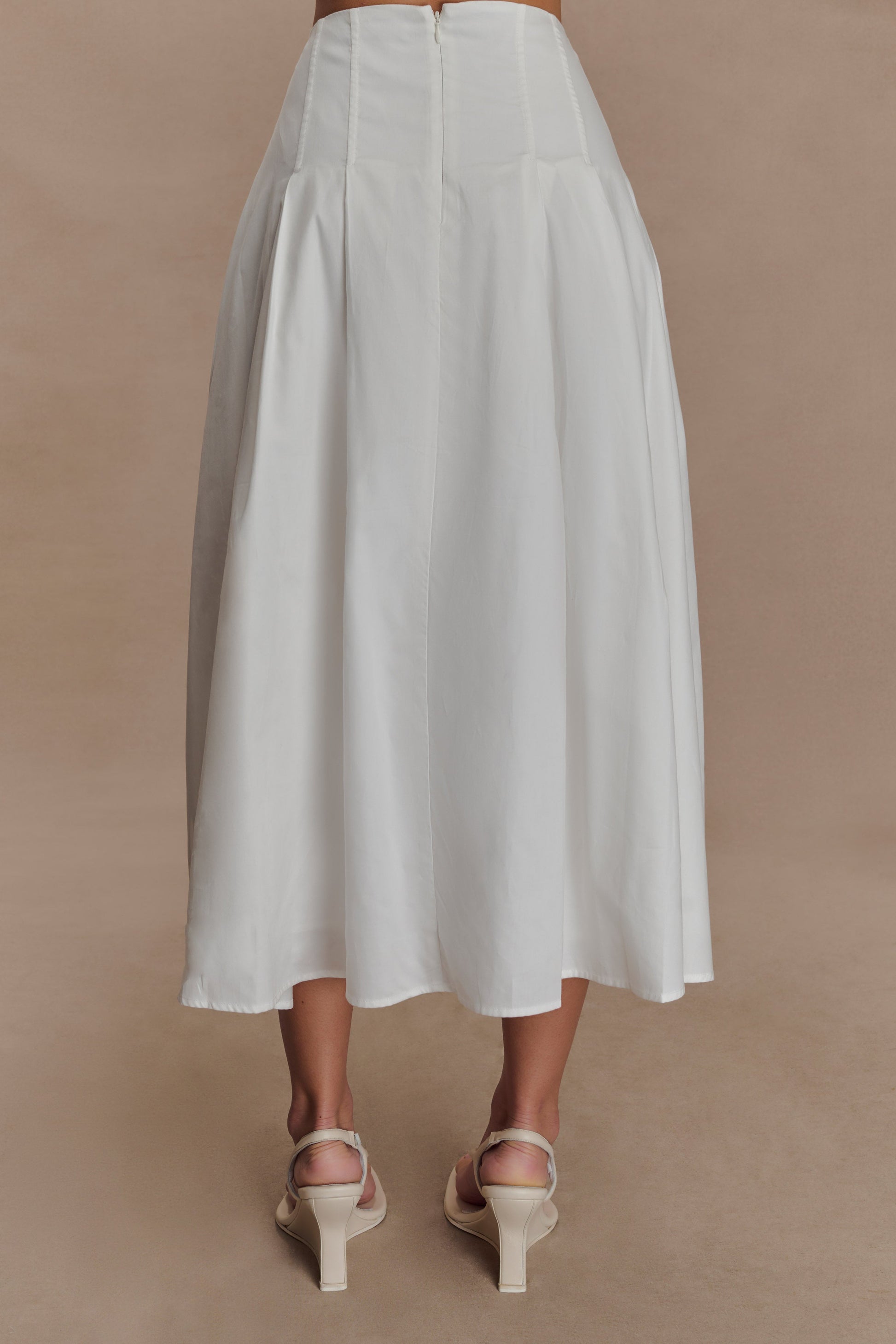 Mae A-Line Midi Skirt - White #5