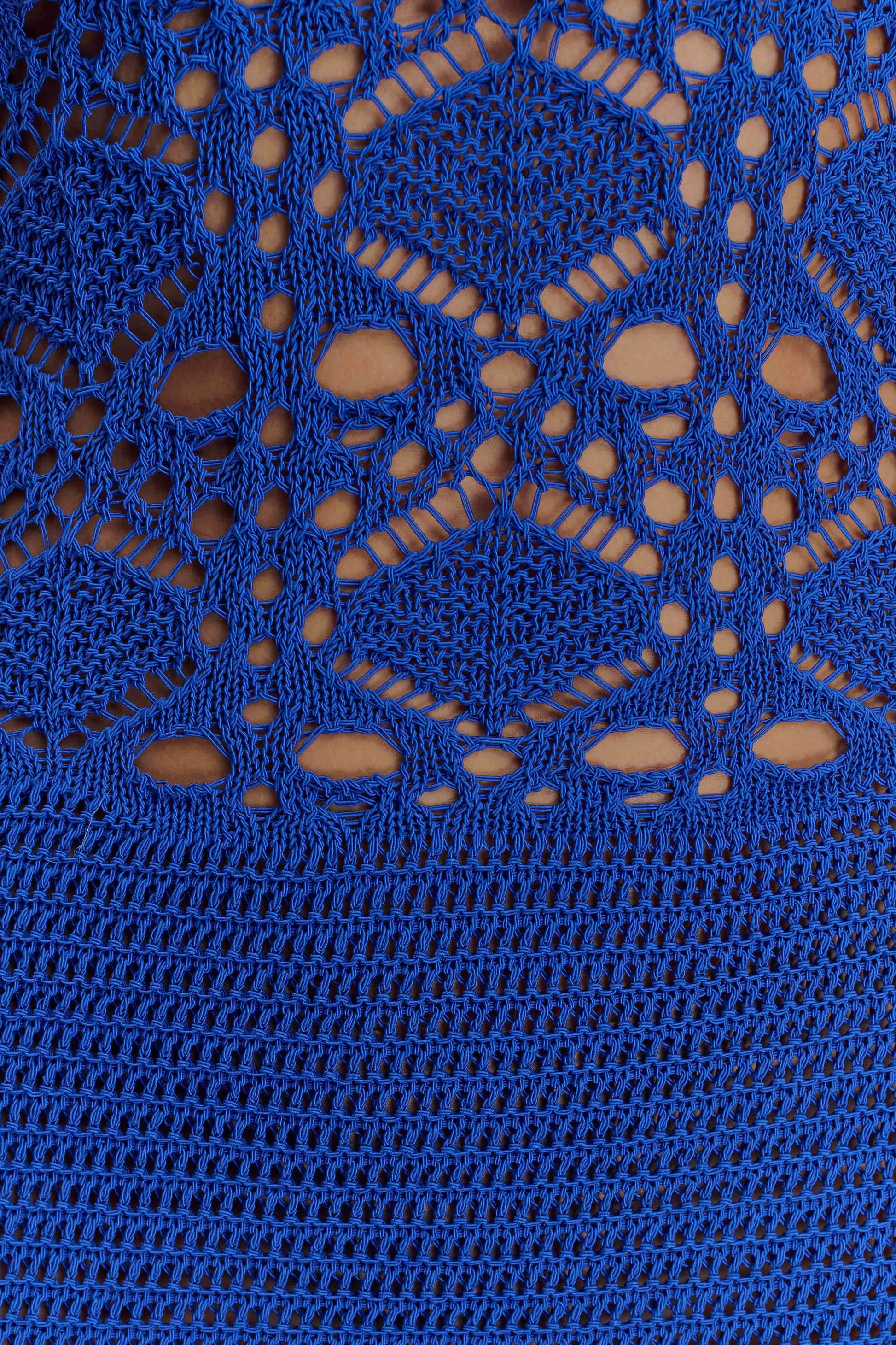 Everette Crochet Knit Mini Dress - Cobalt #6