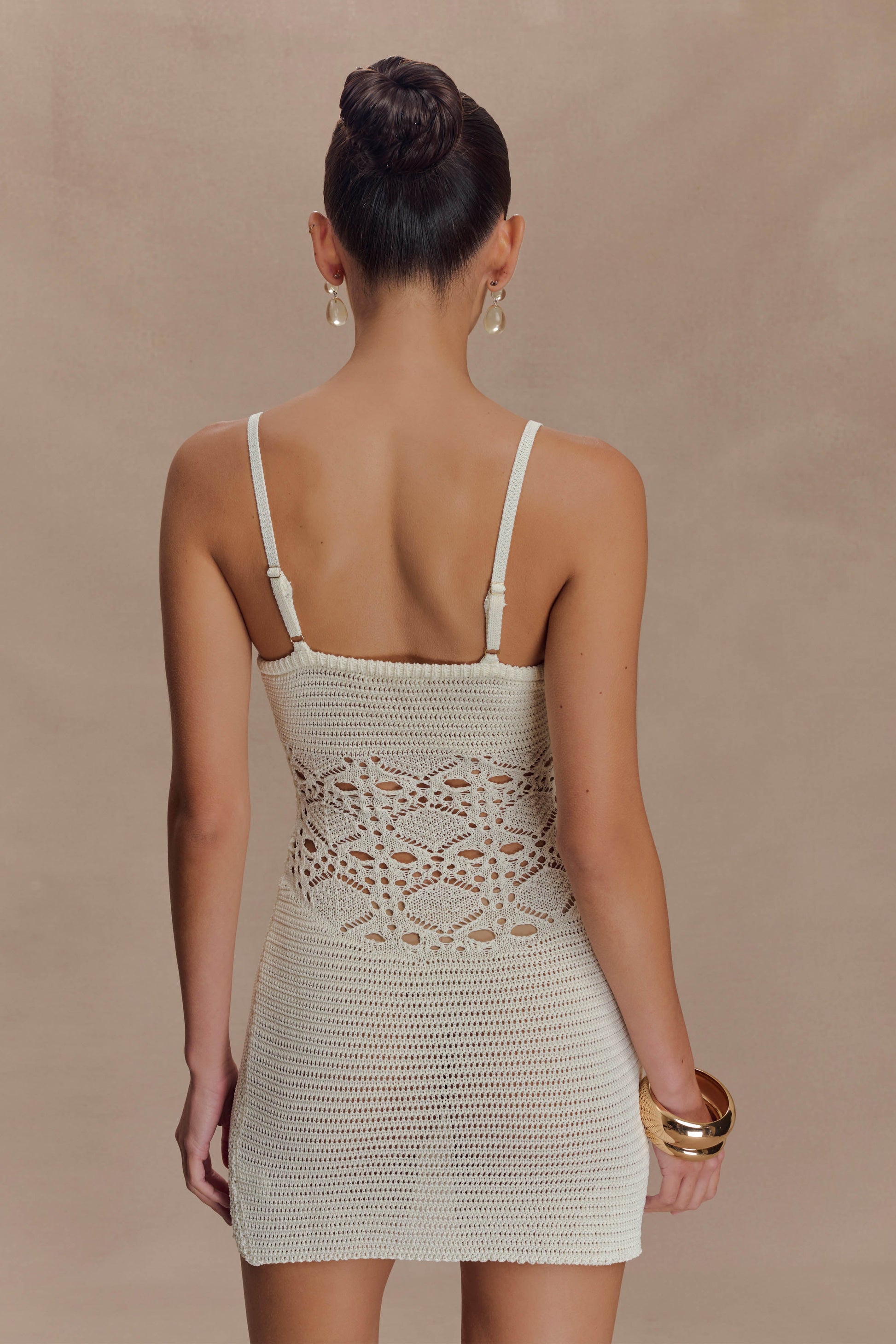 Everette Crochet Knit Mini Dress - Ivory #5