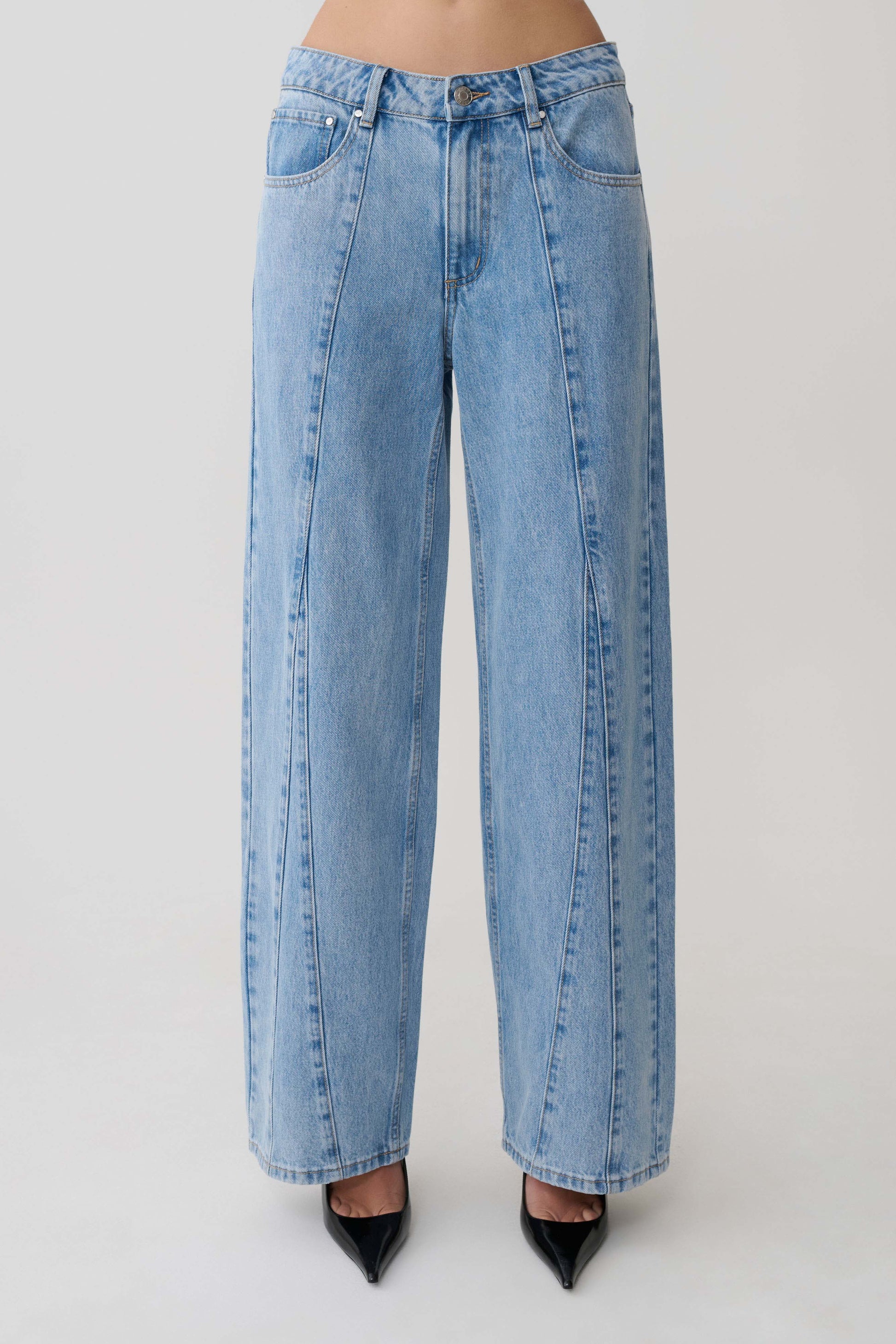 Roy Mid Rise Wide Leg Denim Jeans - Classic Blue #4