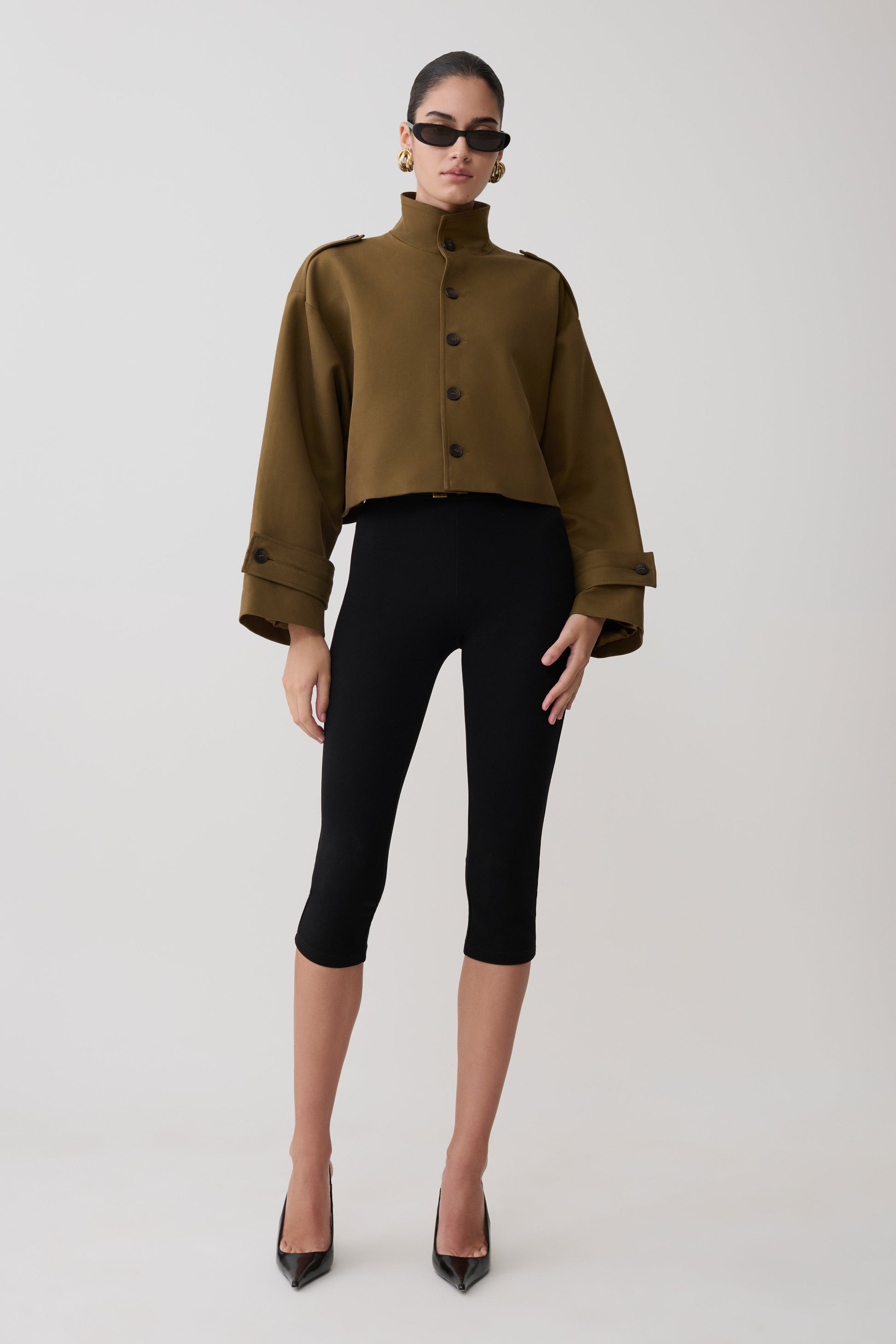 Rue Funnel Neck Bomber Jacket - Khaki #4