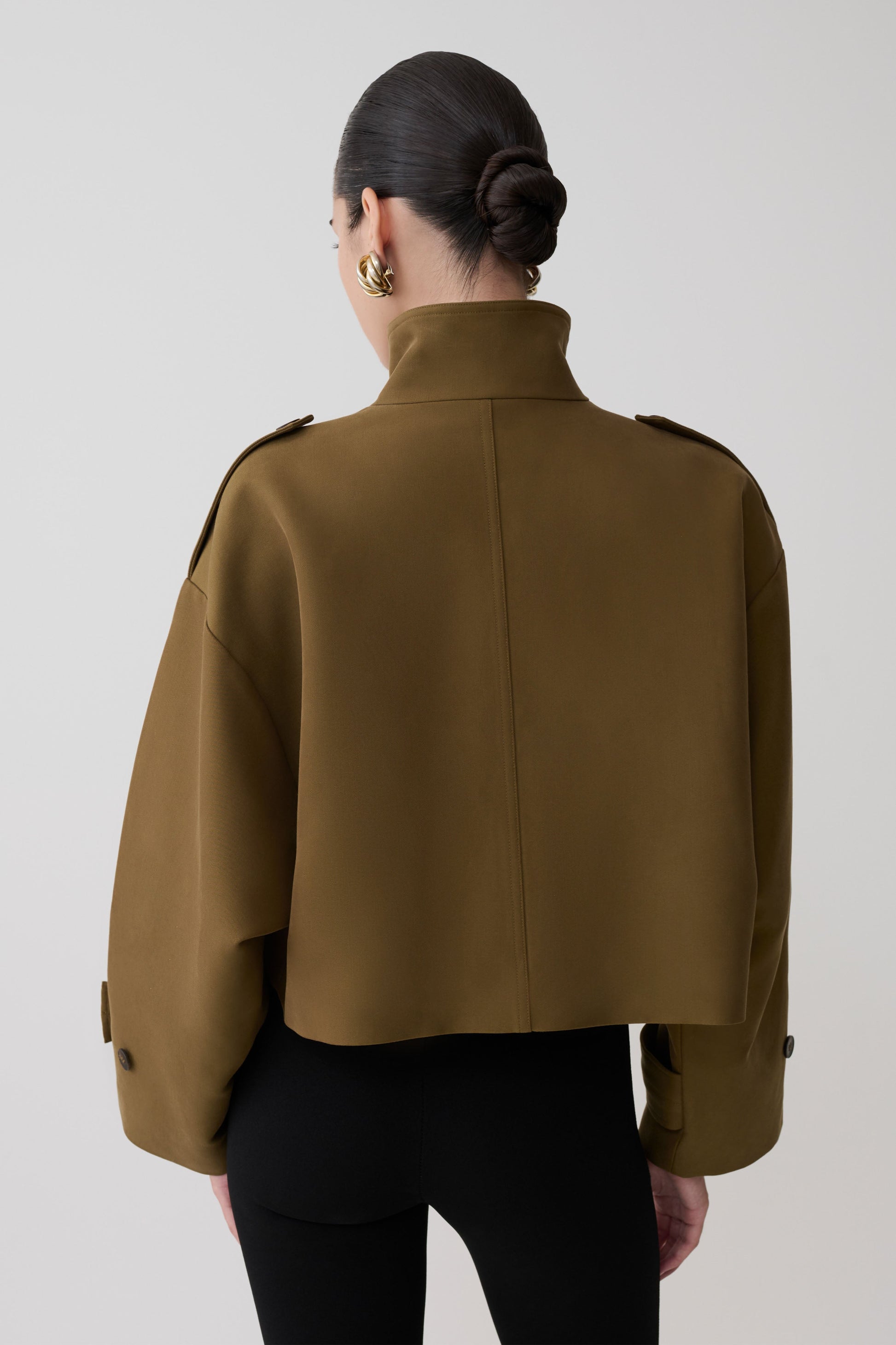 Rue Funnel Neck Bomber Jacket - Khaki #2