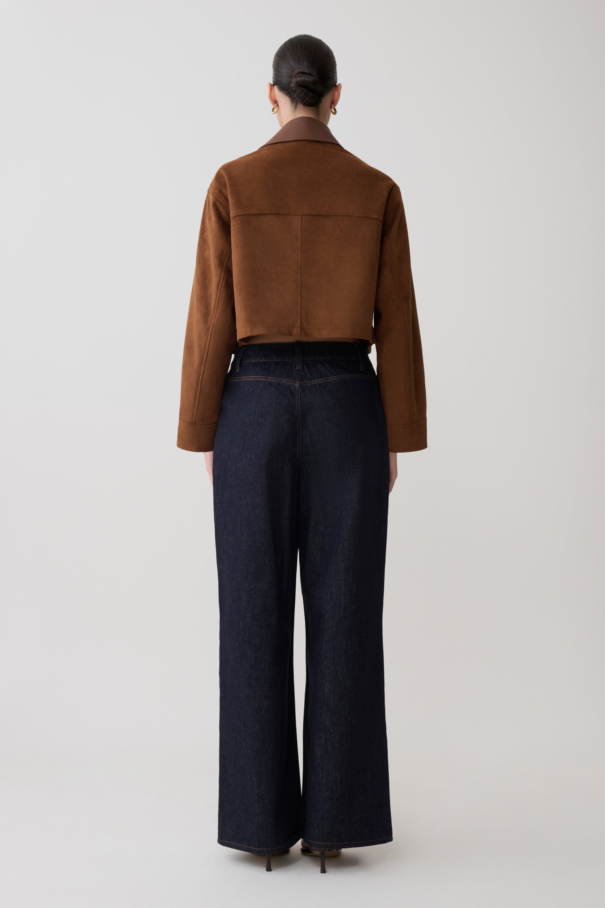 Remy Faux Suede & Leather Collared Jacket - Tan #2