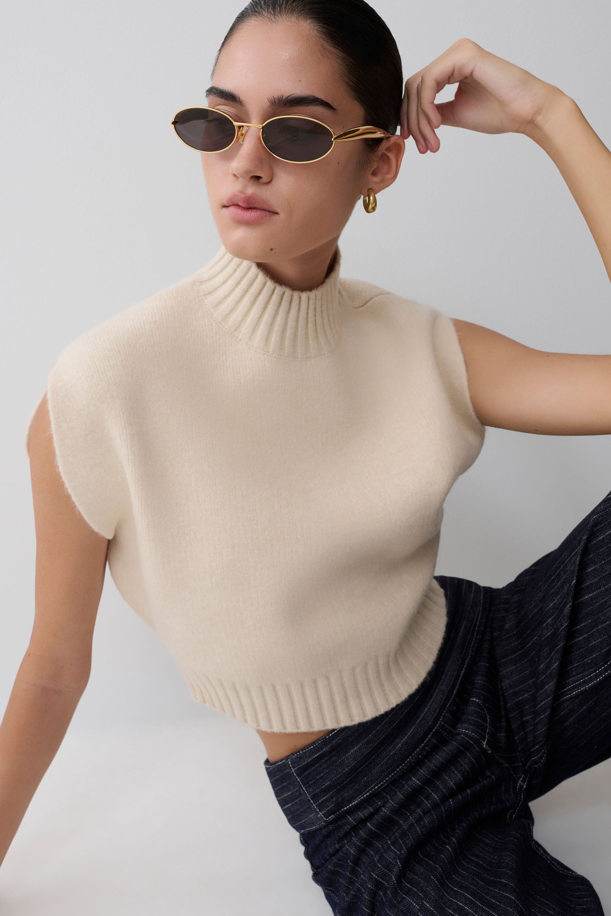 Niko Knit Oversized Top - Ivory