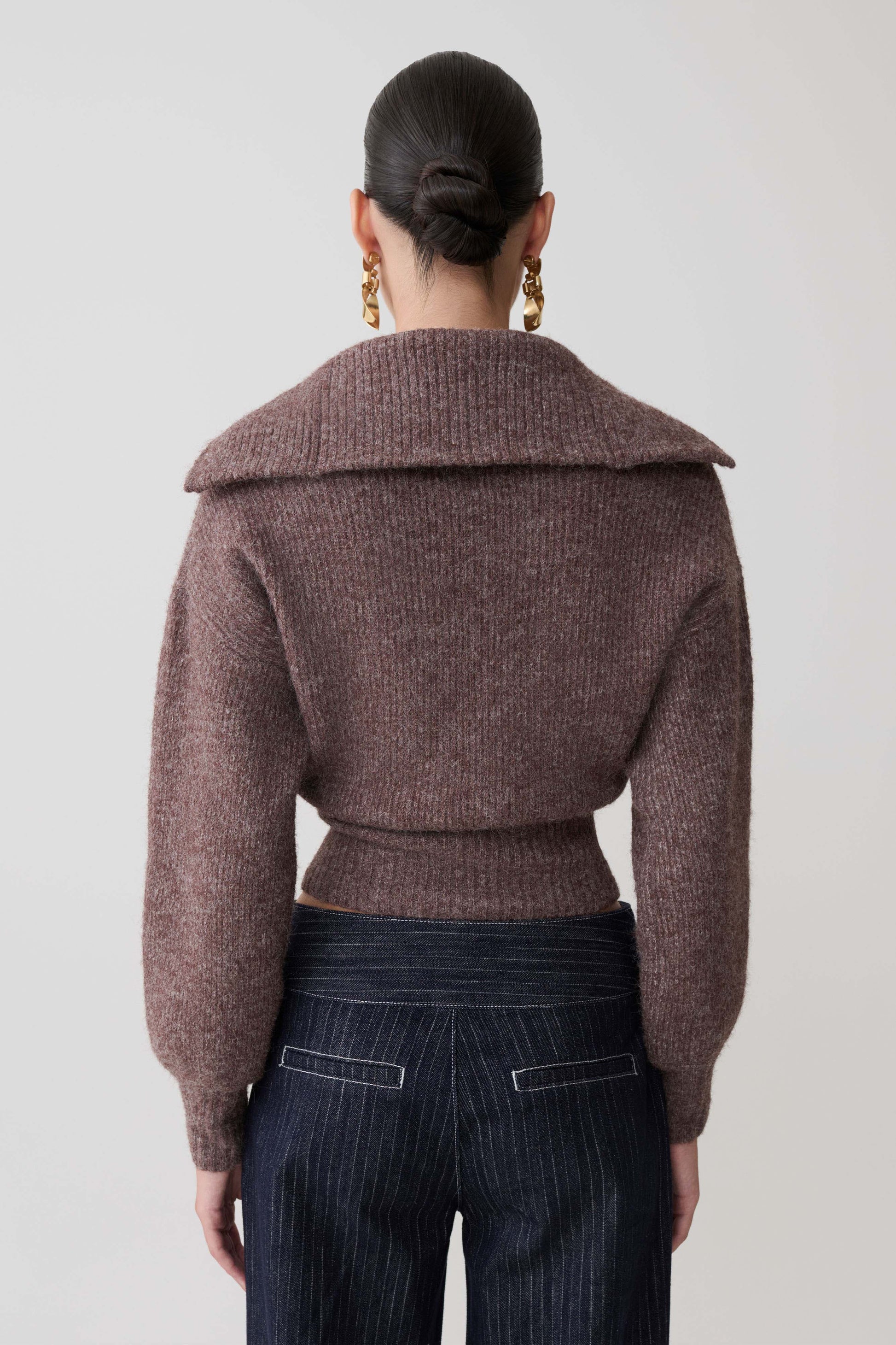 Skylaine Zip Knit Jumper - Brown Marle #2