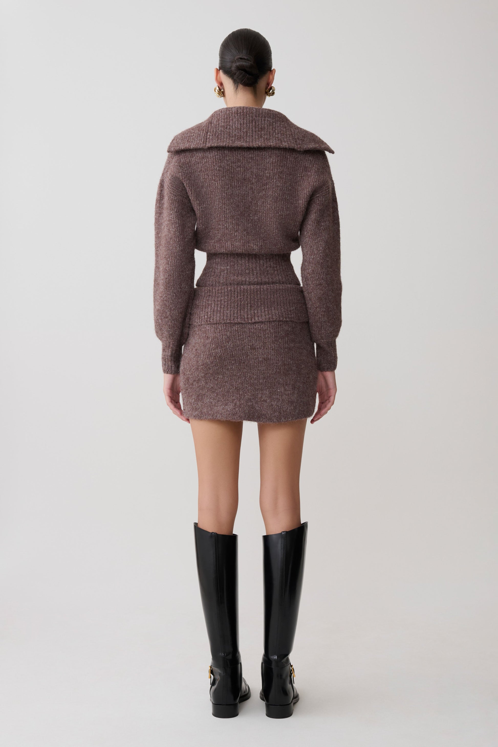 Skylaine Knit Mini Skirt - Brown Marle #2