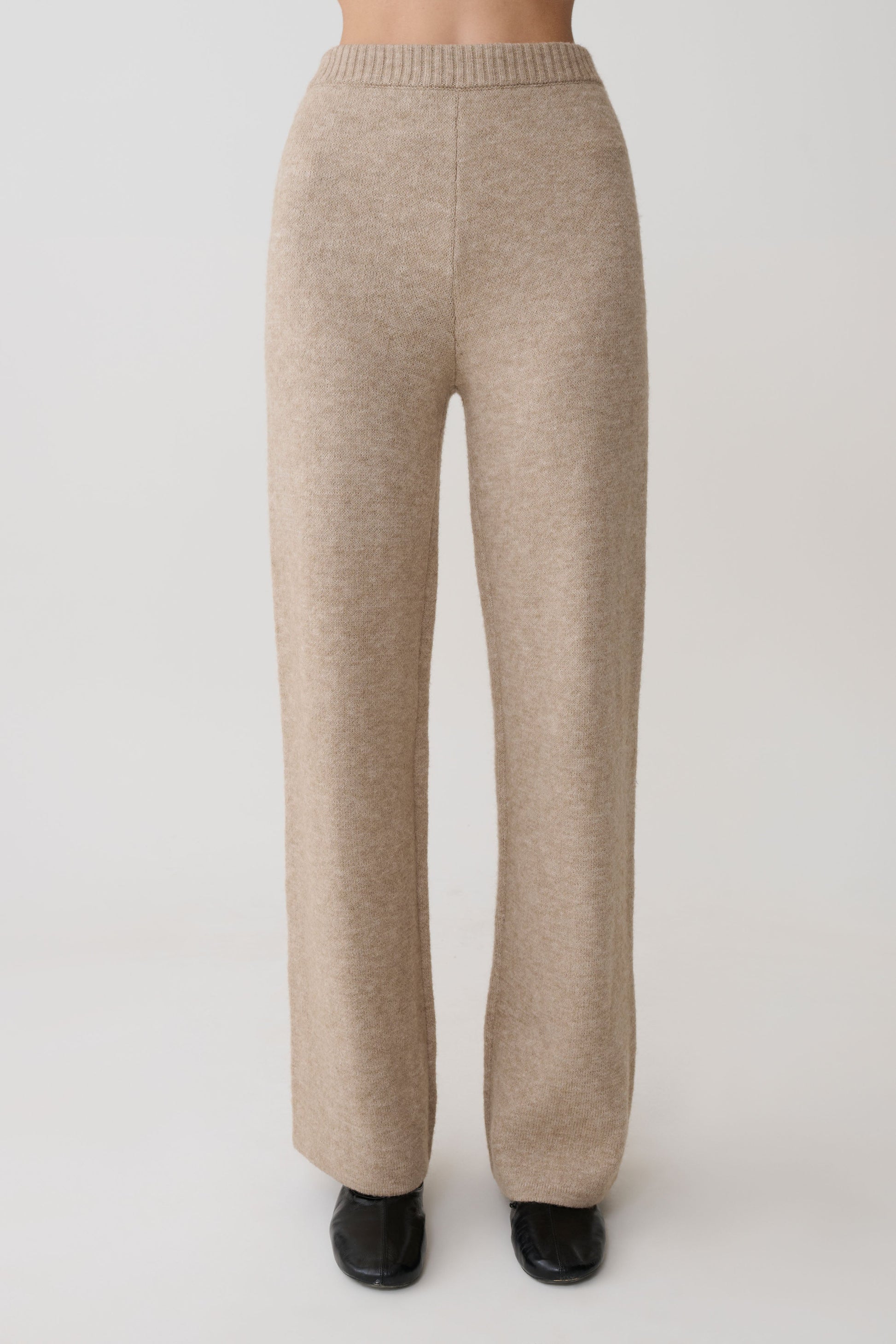 Evan Knit Wide Leg Pants - Beige Marle #5