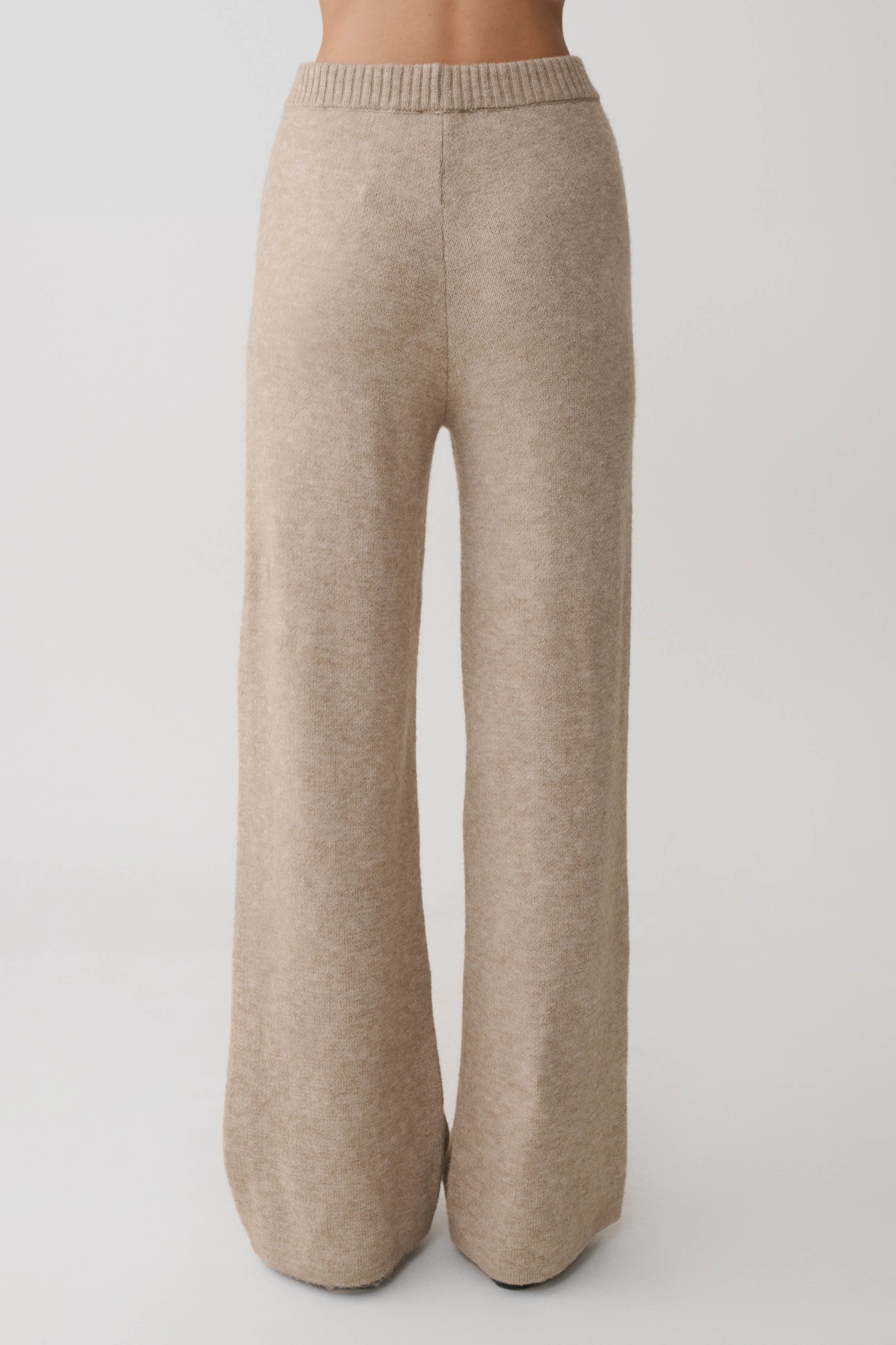 Evan Knit Wide Leg Pants - Beige Marle #6