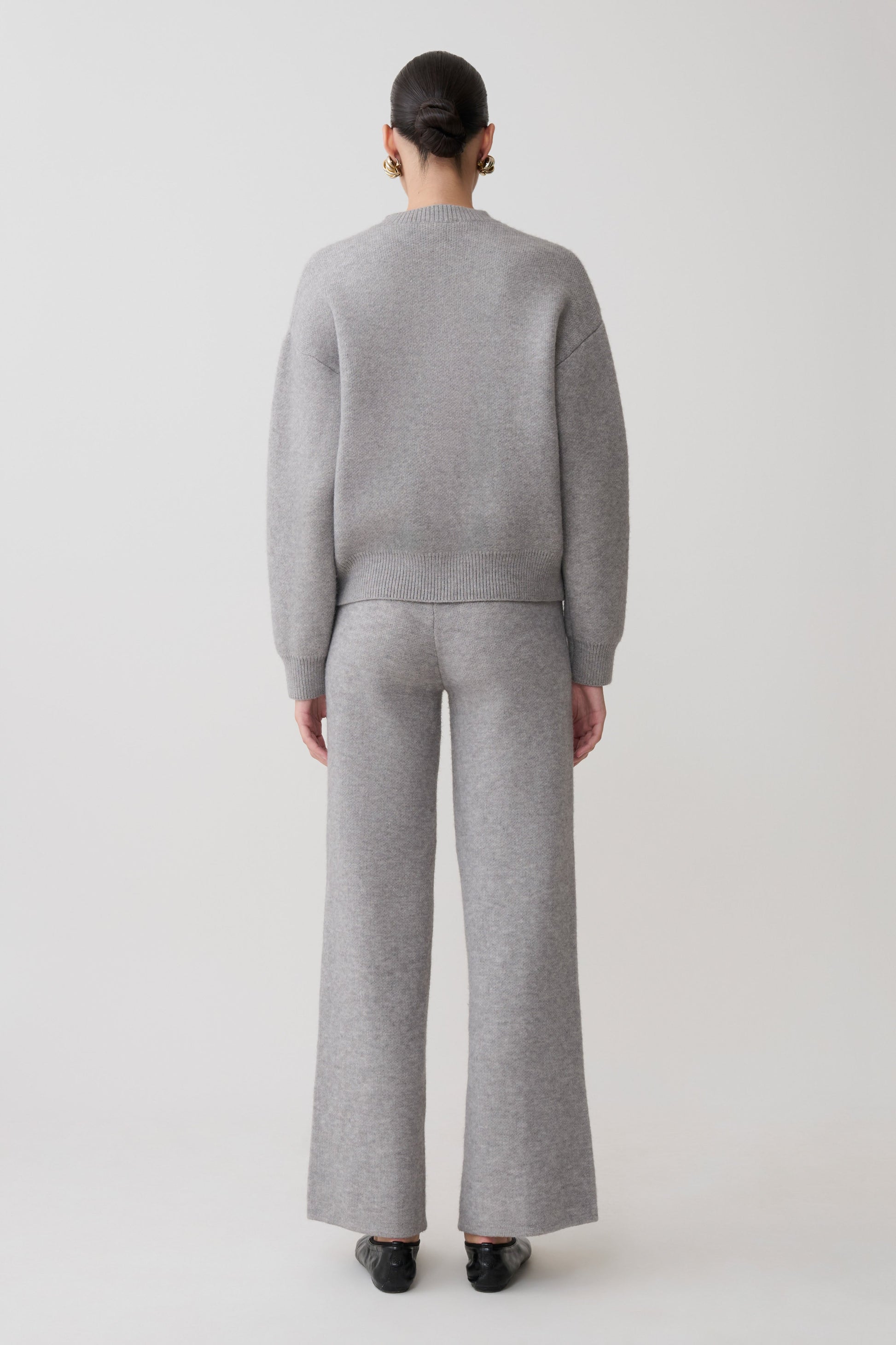 Evan Knit Wide Leg Pants - Grey Marle #2