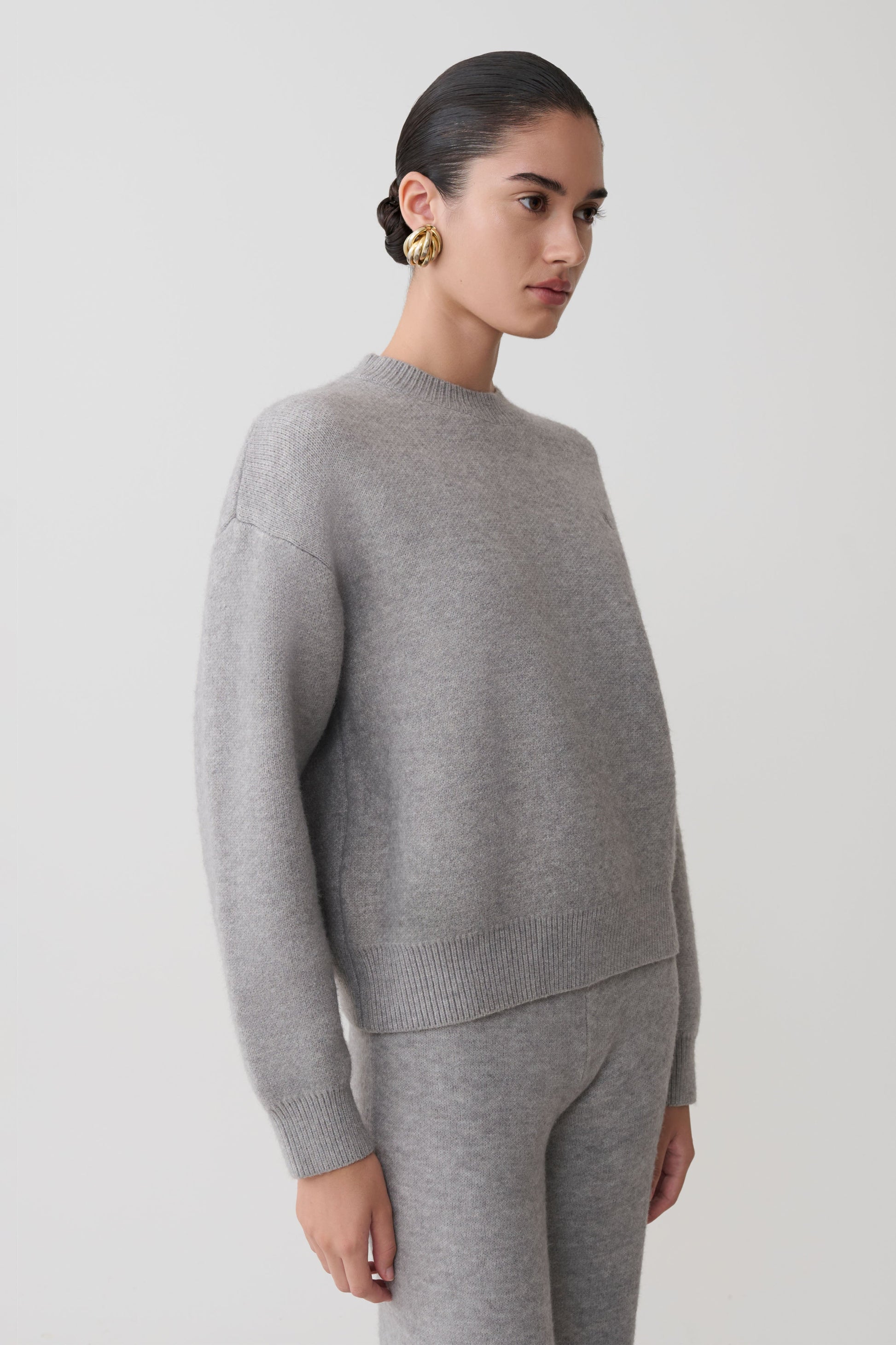 Lulu Oversized Knit Jumper - Grey Marle #3