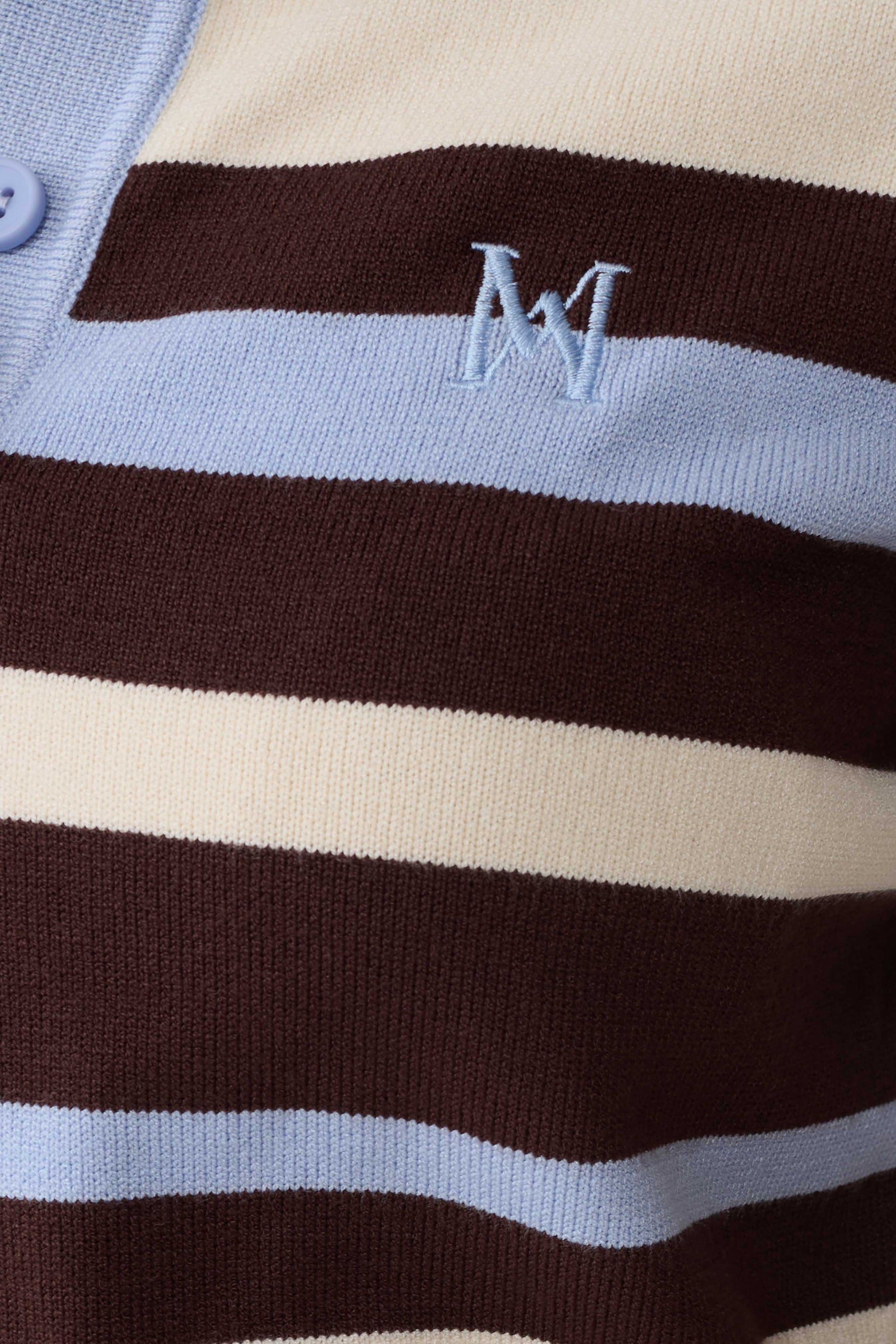 Philly Stripe Knit Button Up Top - Chocolate/Blue #10