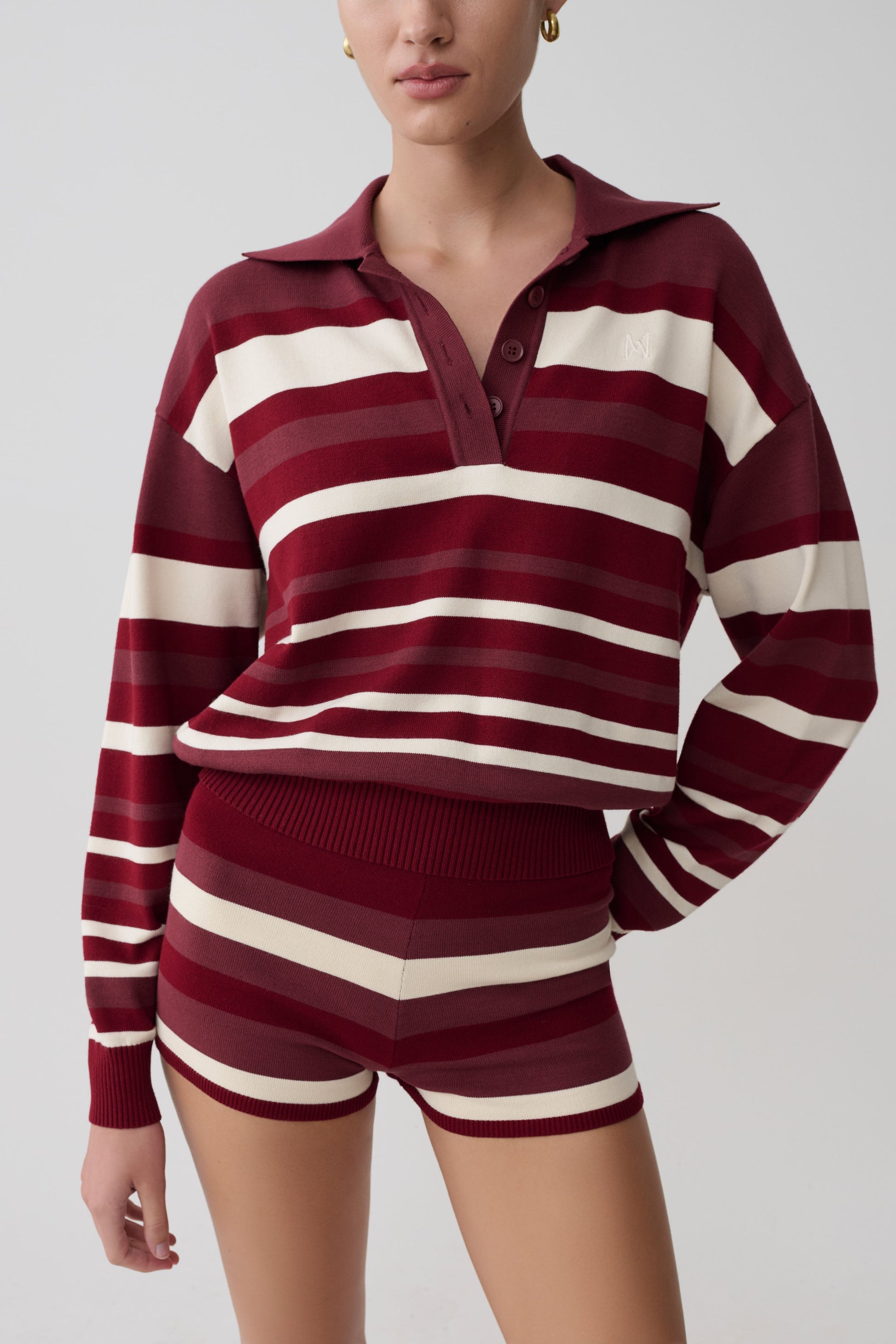 Philly Stripe Knit Short - Burgundy/Cream #8