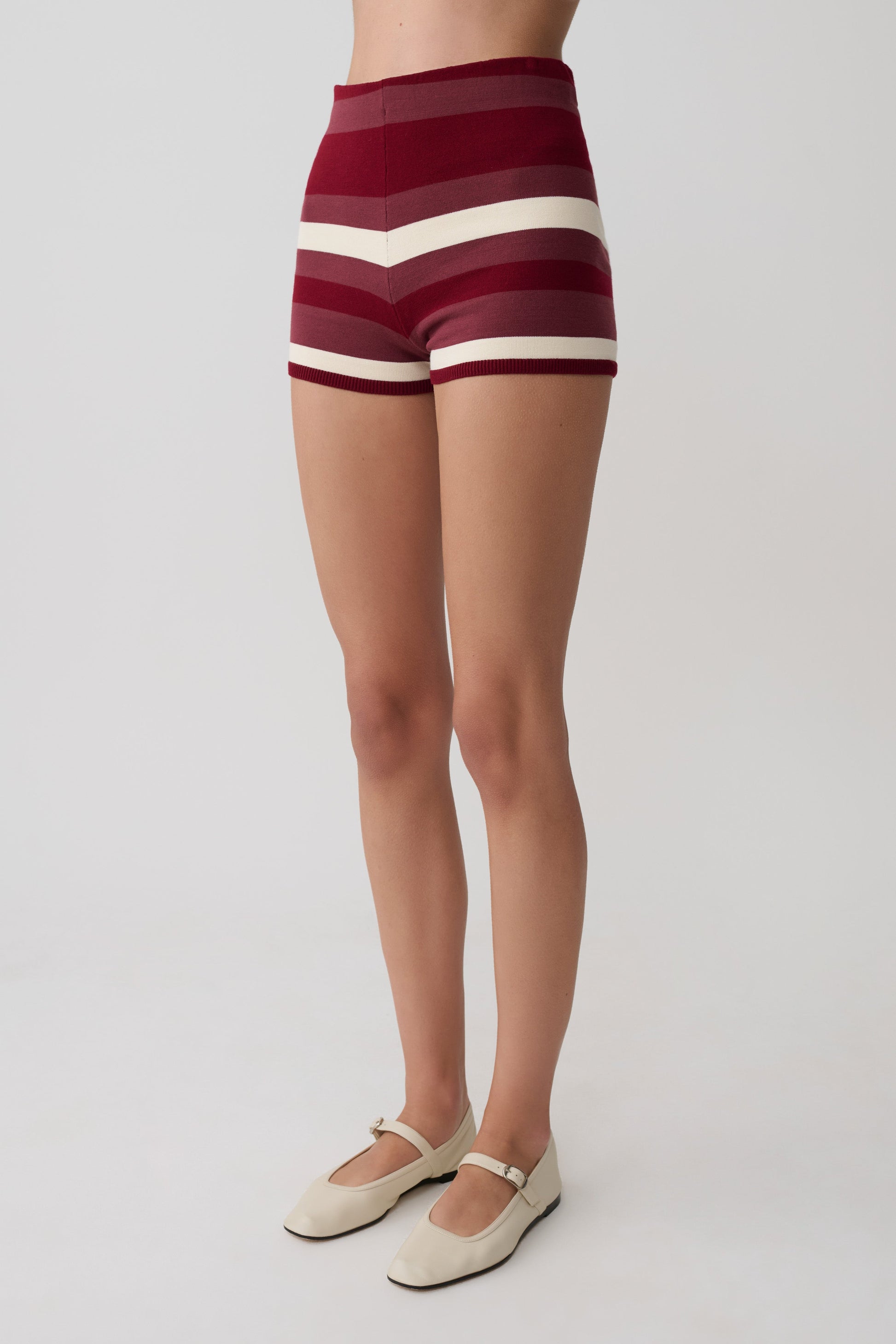 Philly Stripe Knit Short - Burgundy/Cream #4