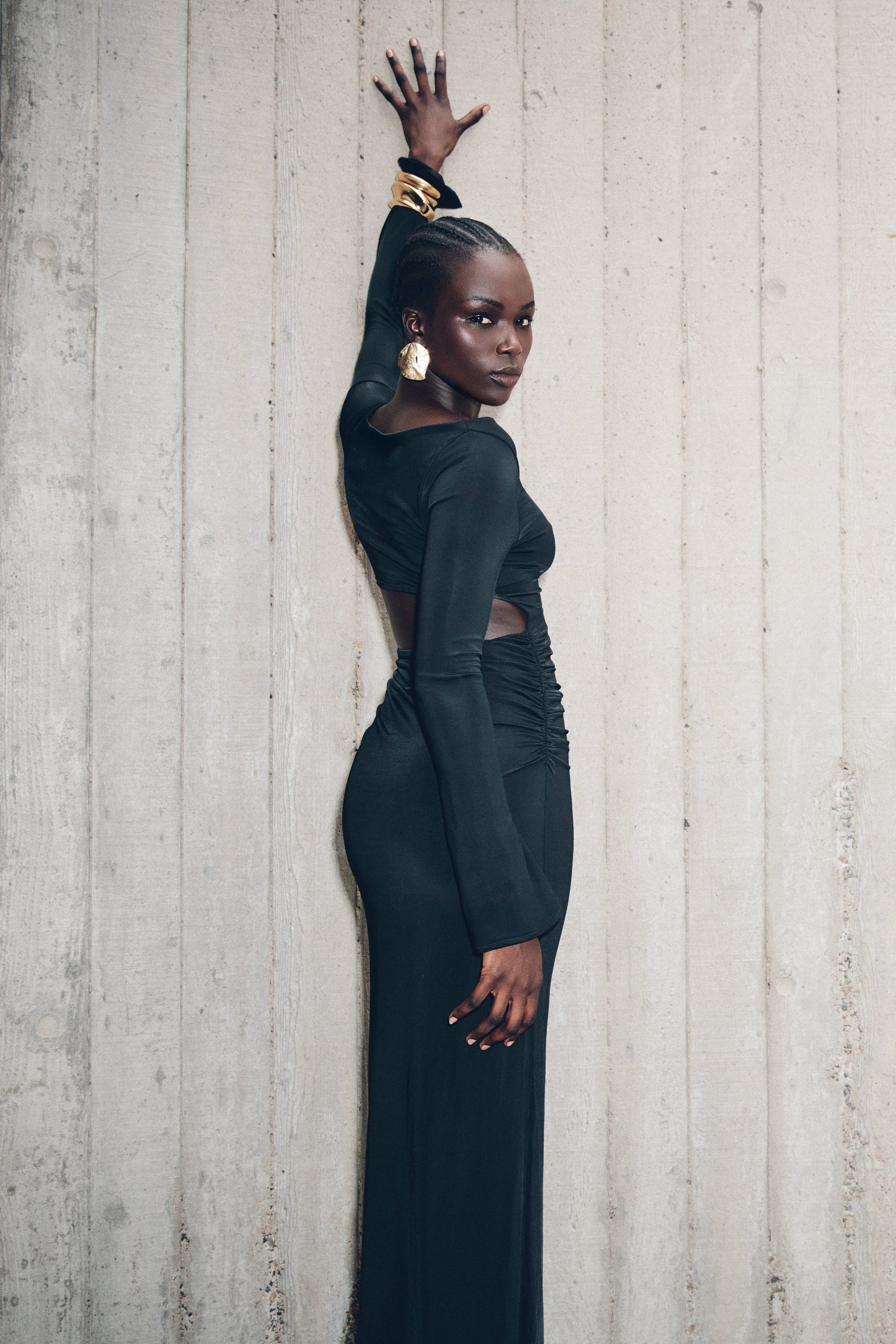 Vienna Slinky Cut Out Maxi Dress - Black #5