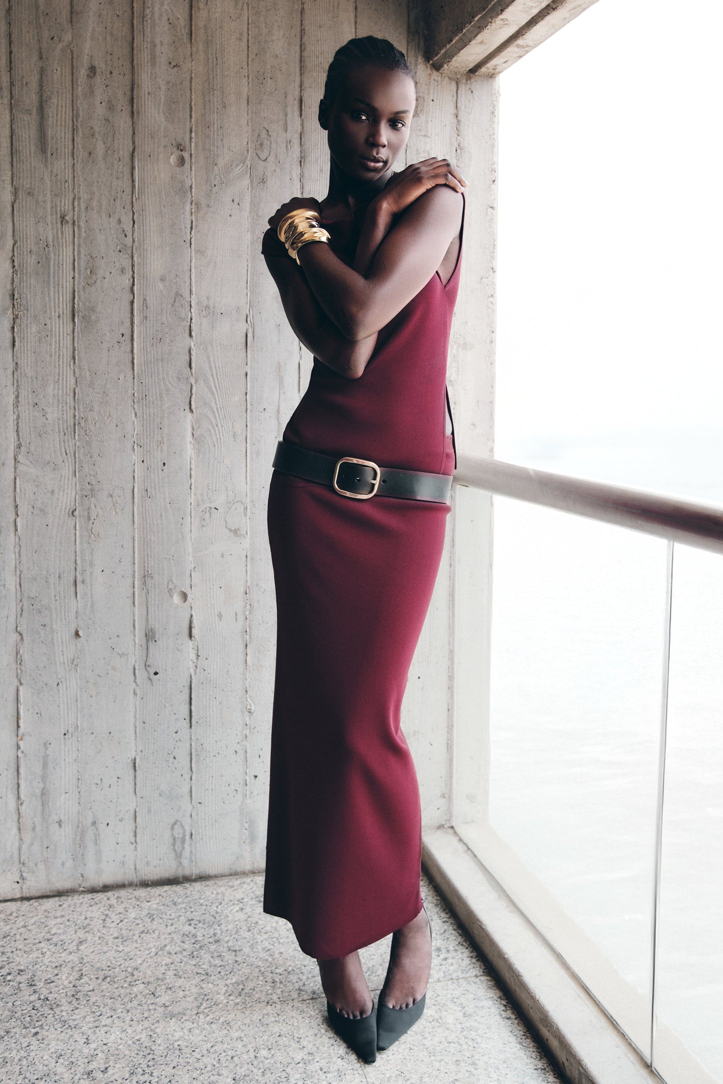 Francisca Mid Rise Knit Maxi Skirt - Merlot