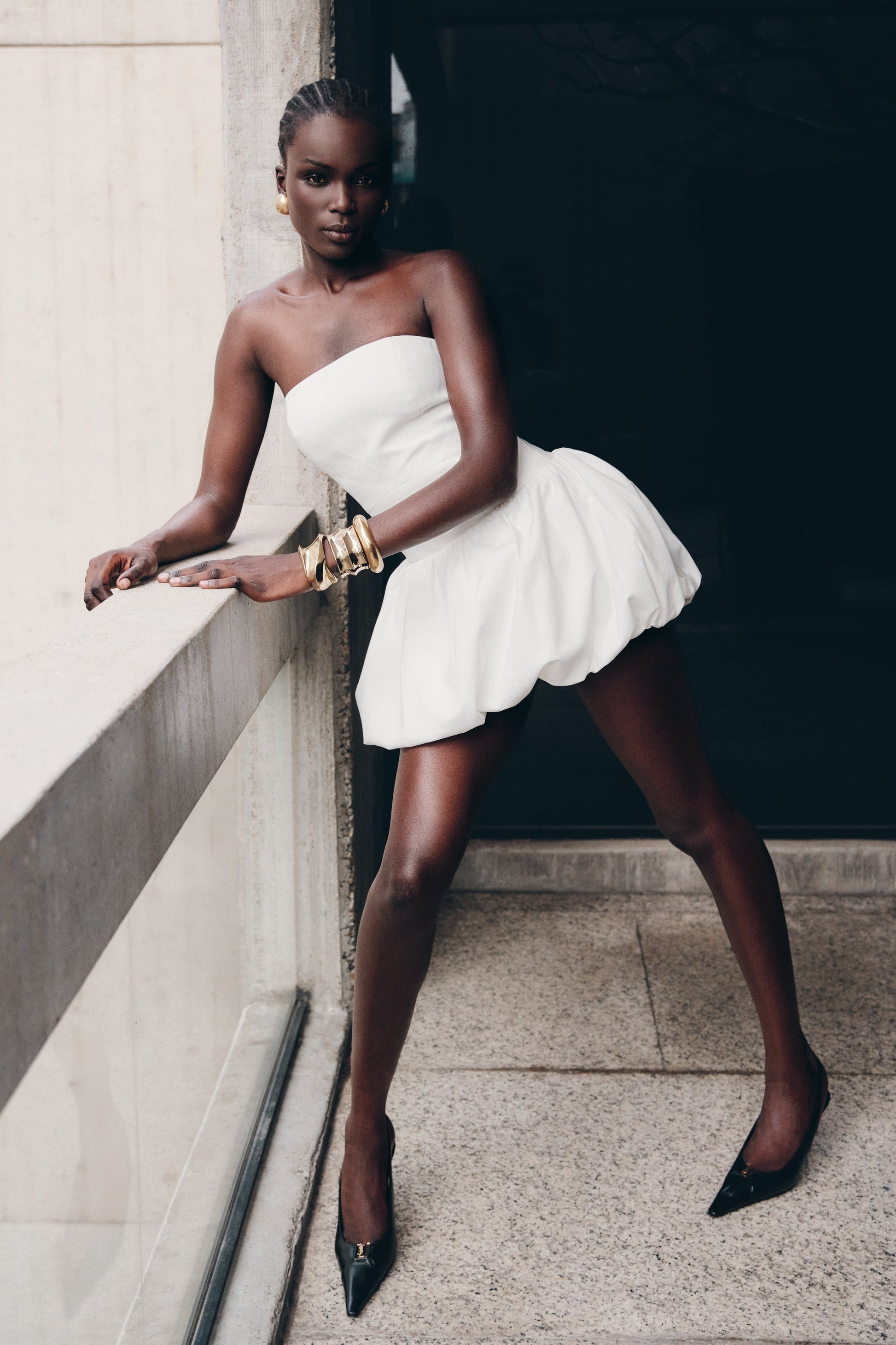 Clementina Strapless Bubble Mini Dress - White