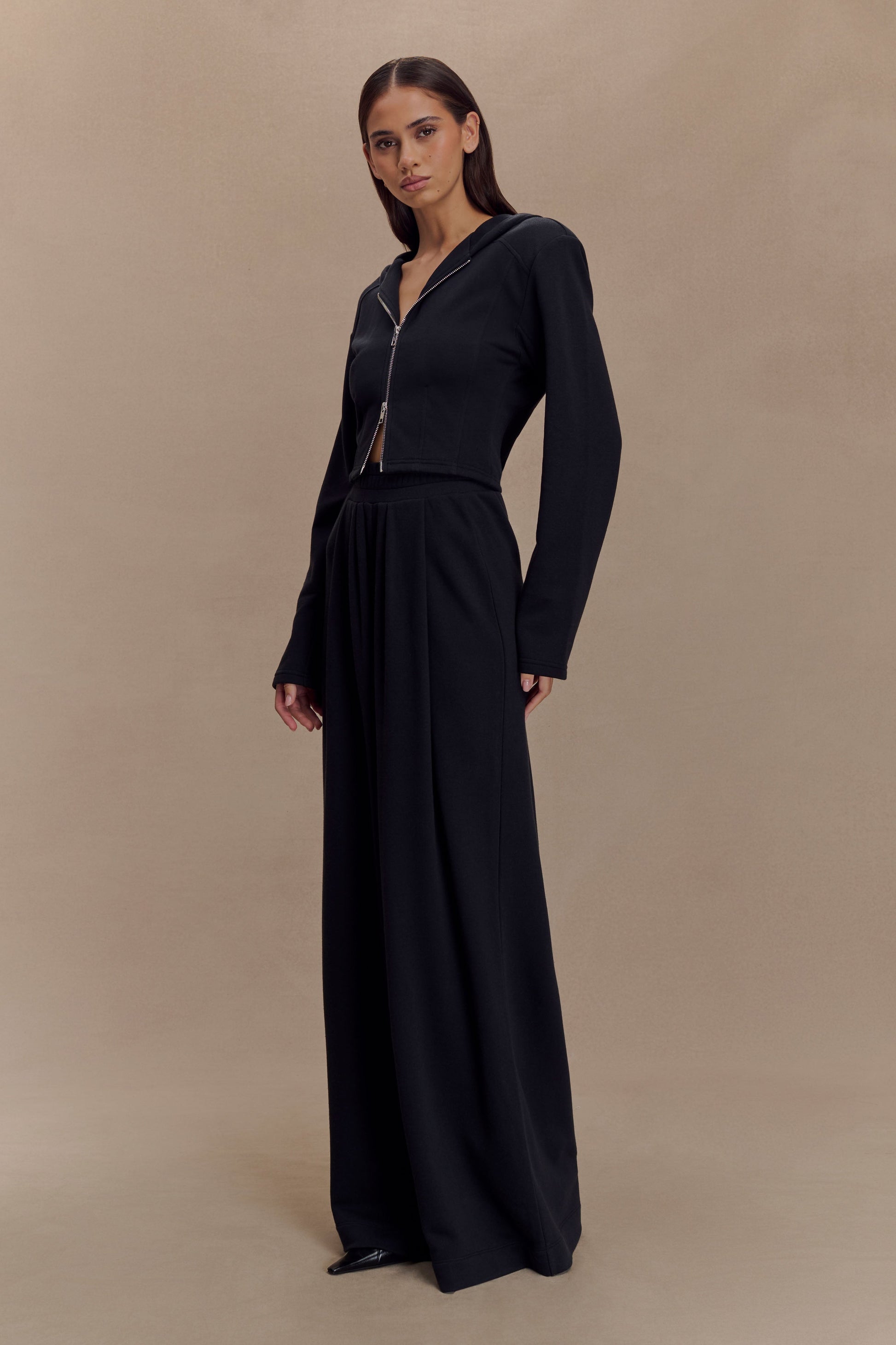 Aspen Gathered Wide Leg Jogger - Black #3