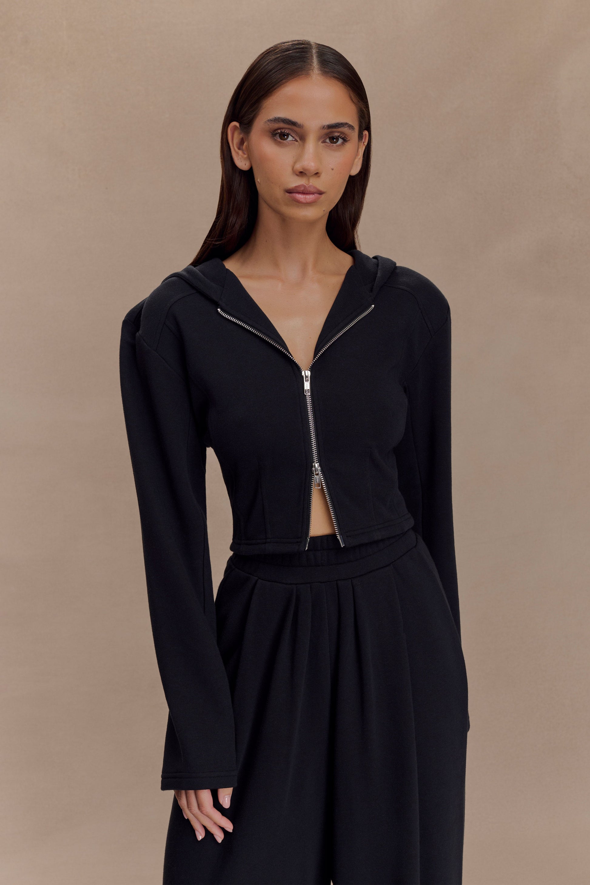 Quinn Zip Up Hoodie - Black