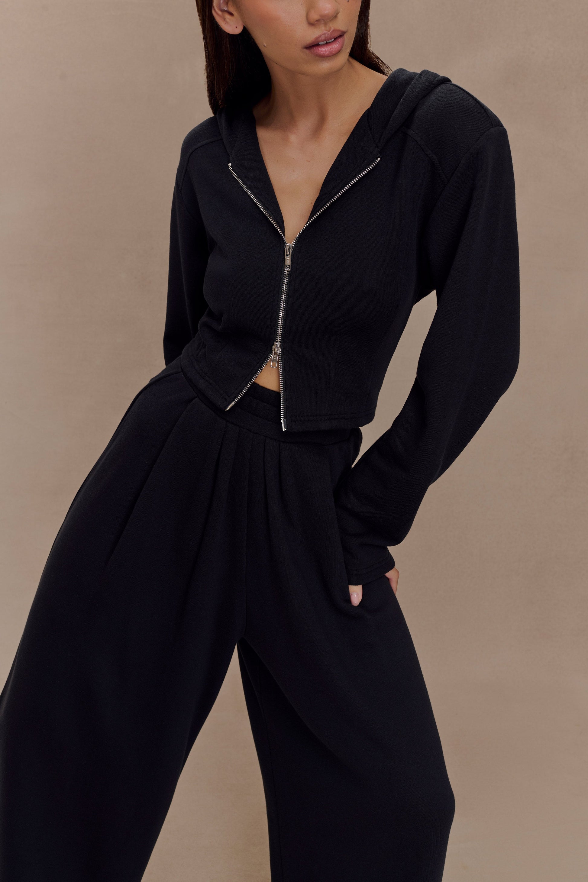 Quinn Zip Up Hoodie - Black #3