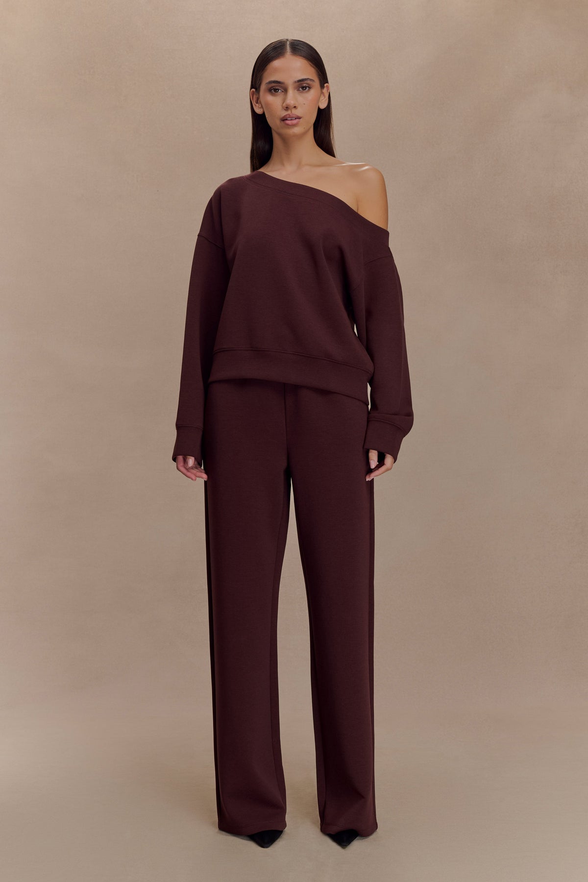 Aiden Slouchy Crew Jumper - Chocolate #6