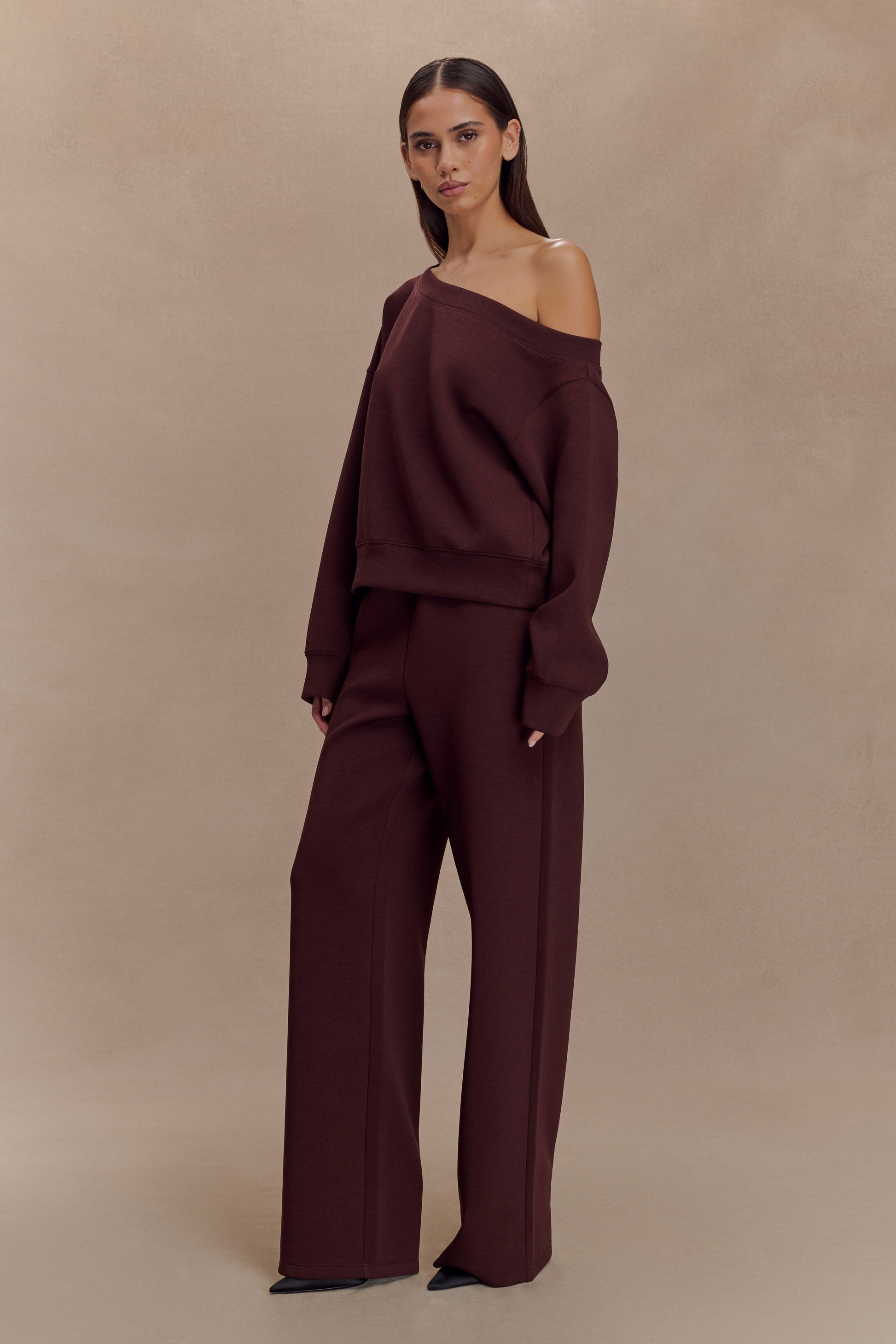 Aiden Slouchy Crew Jumper - Chocolate #4