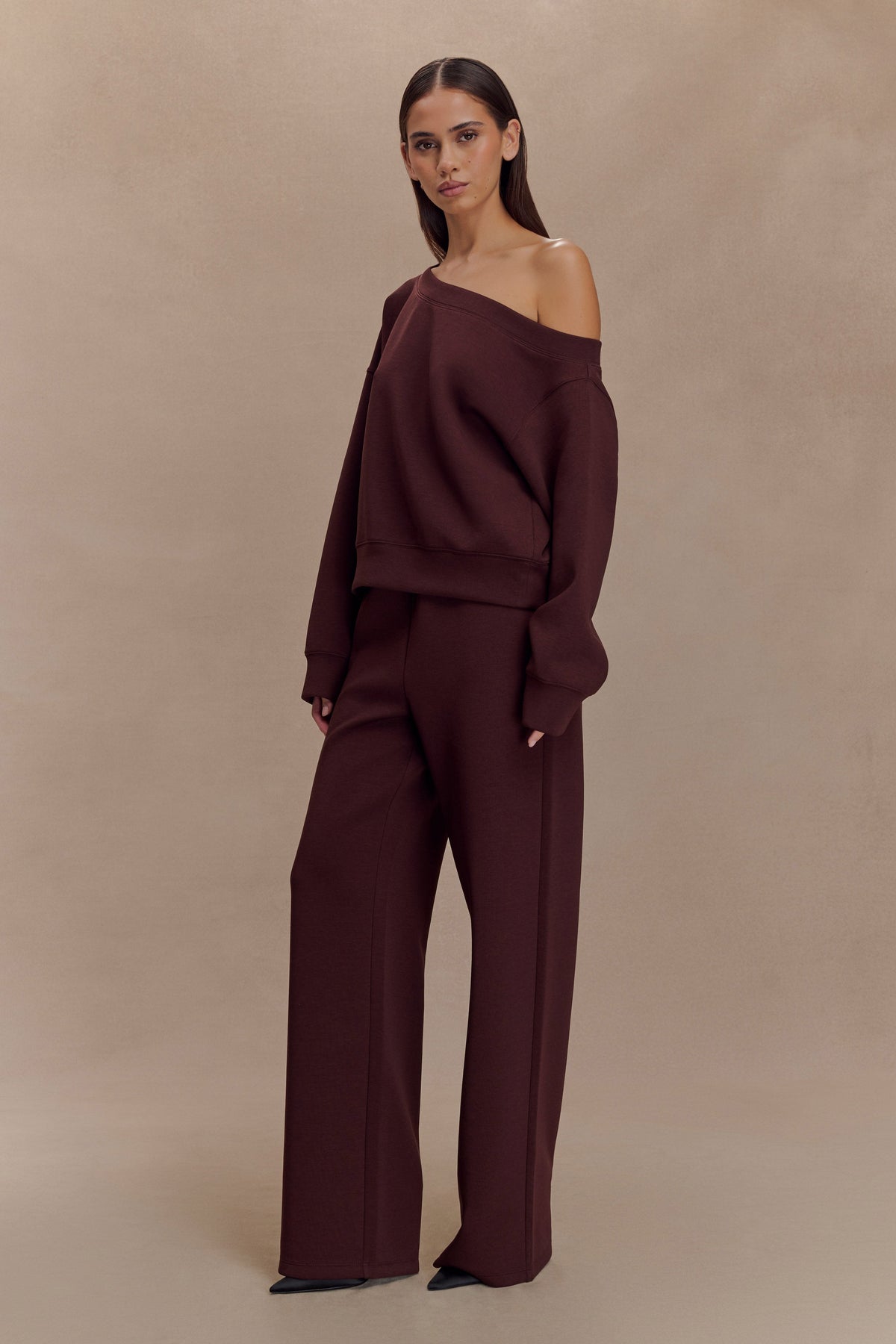 Aiden Slouchy Crew Jumper - Chocolate #4