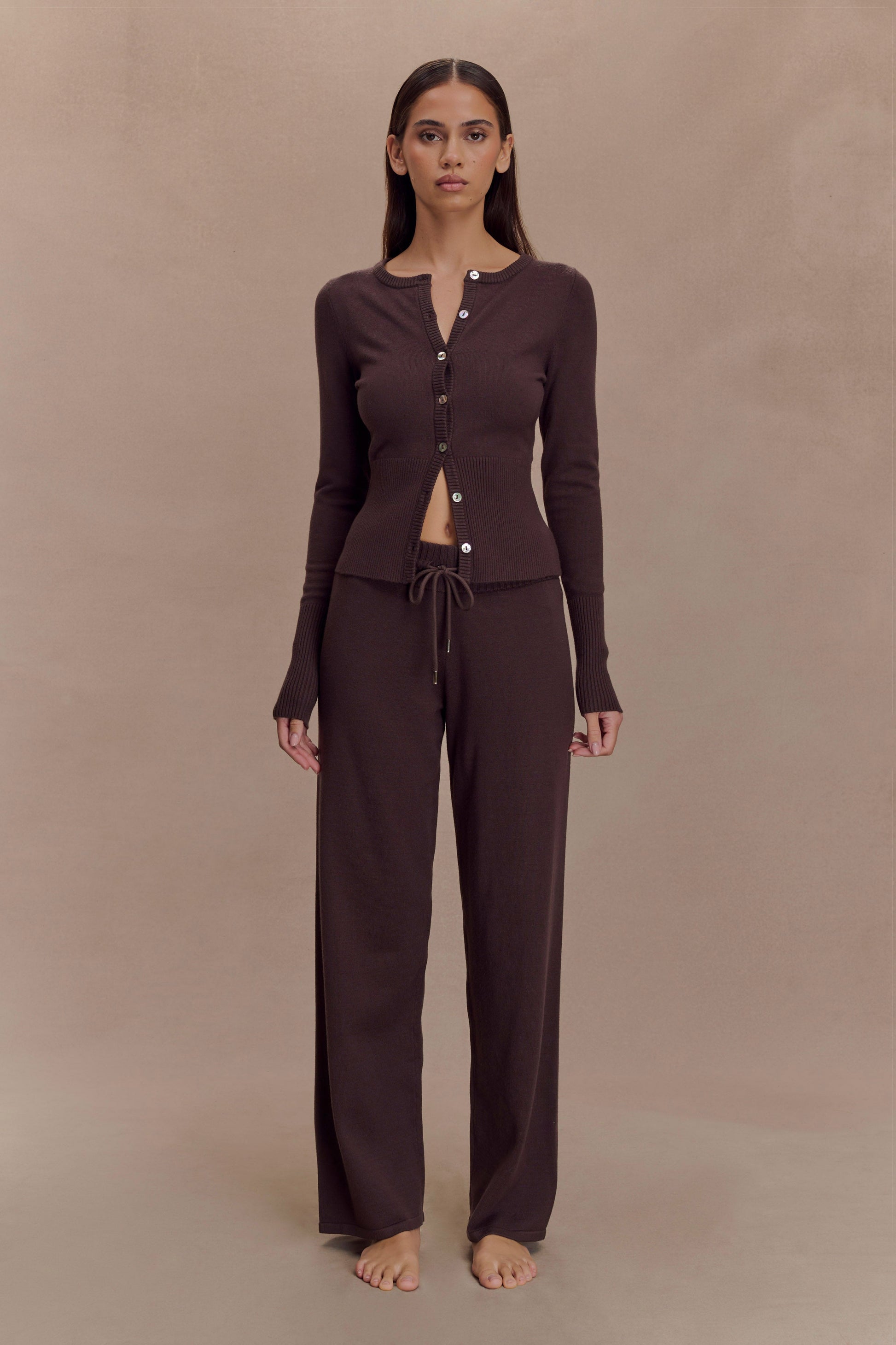 Natalya Knit Wide Leg Pants - Dark Chocolate #3