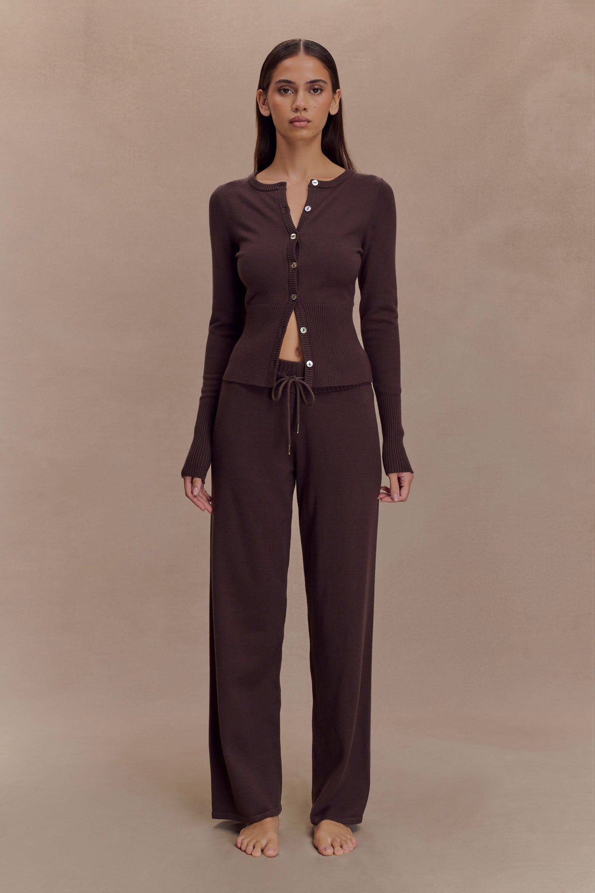 Natalya Knit Wide Leg Pants - Dark Chocolate #3