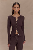 Reese Fitted Knit Cardigan - Dark Chocolate