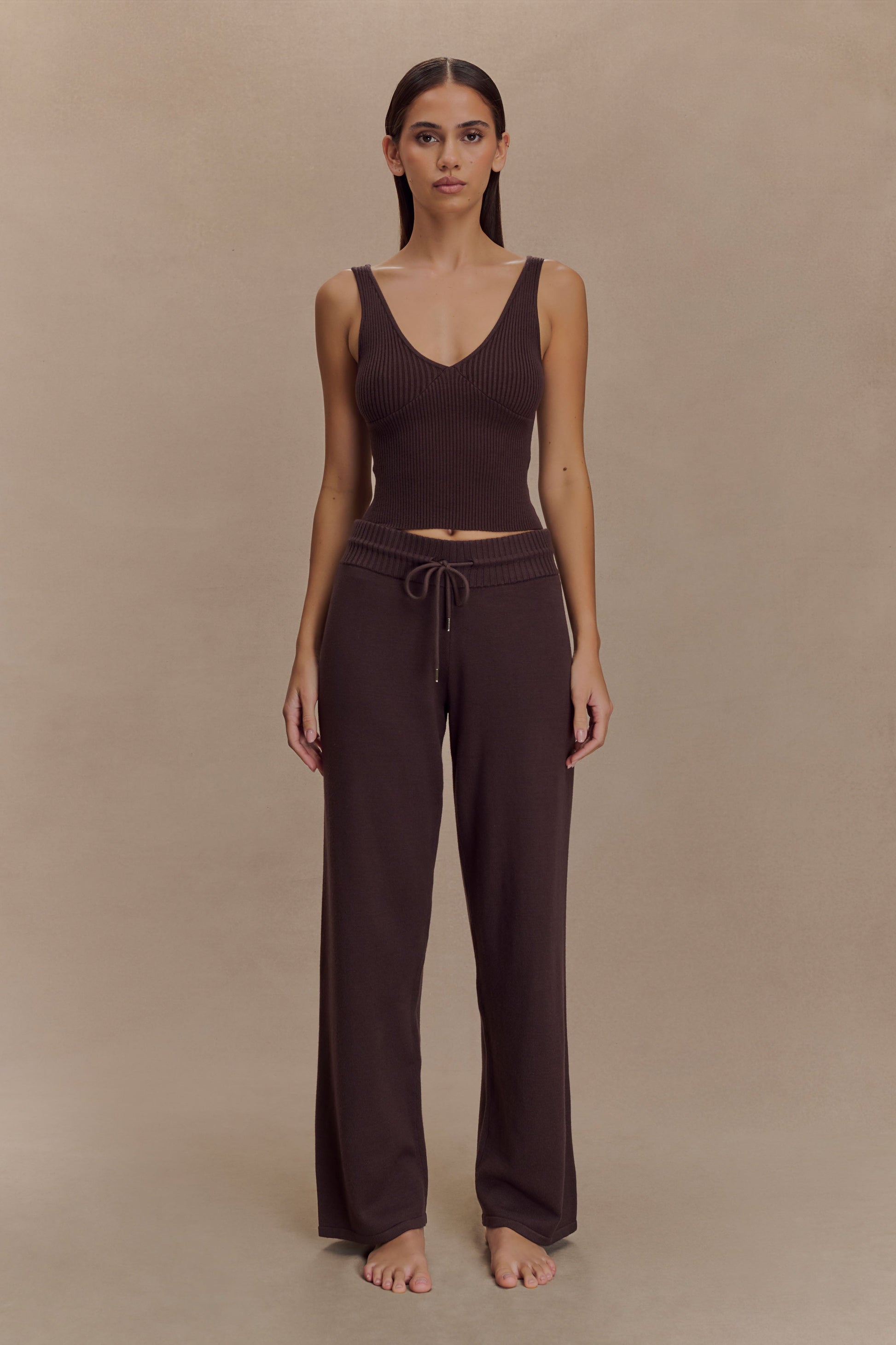 Natalya Ribbed Knit Cami Top - Dark Chocolate #5