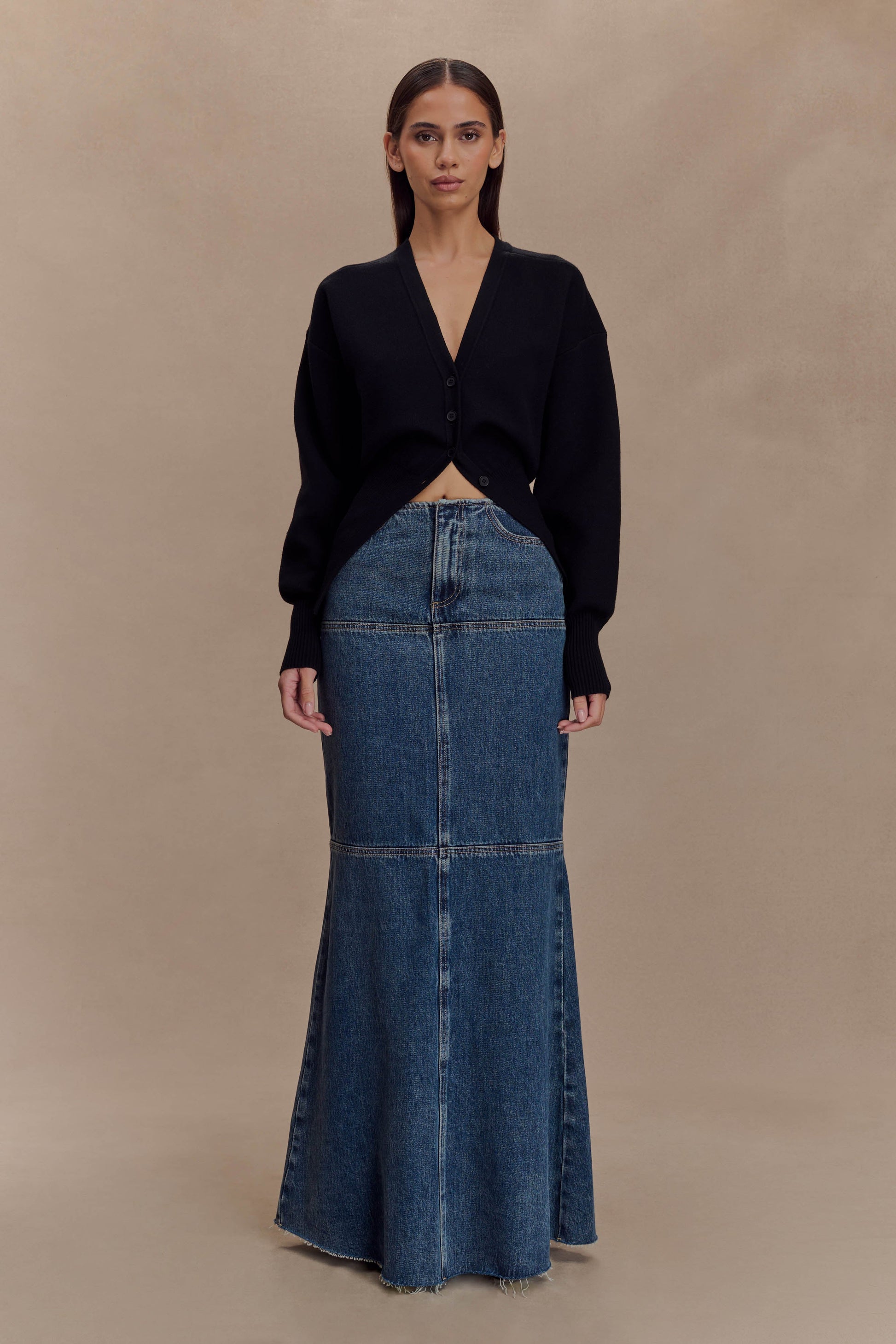 Loretta Denim Maxi Skirt - Washed Dark Blue #6