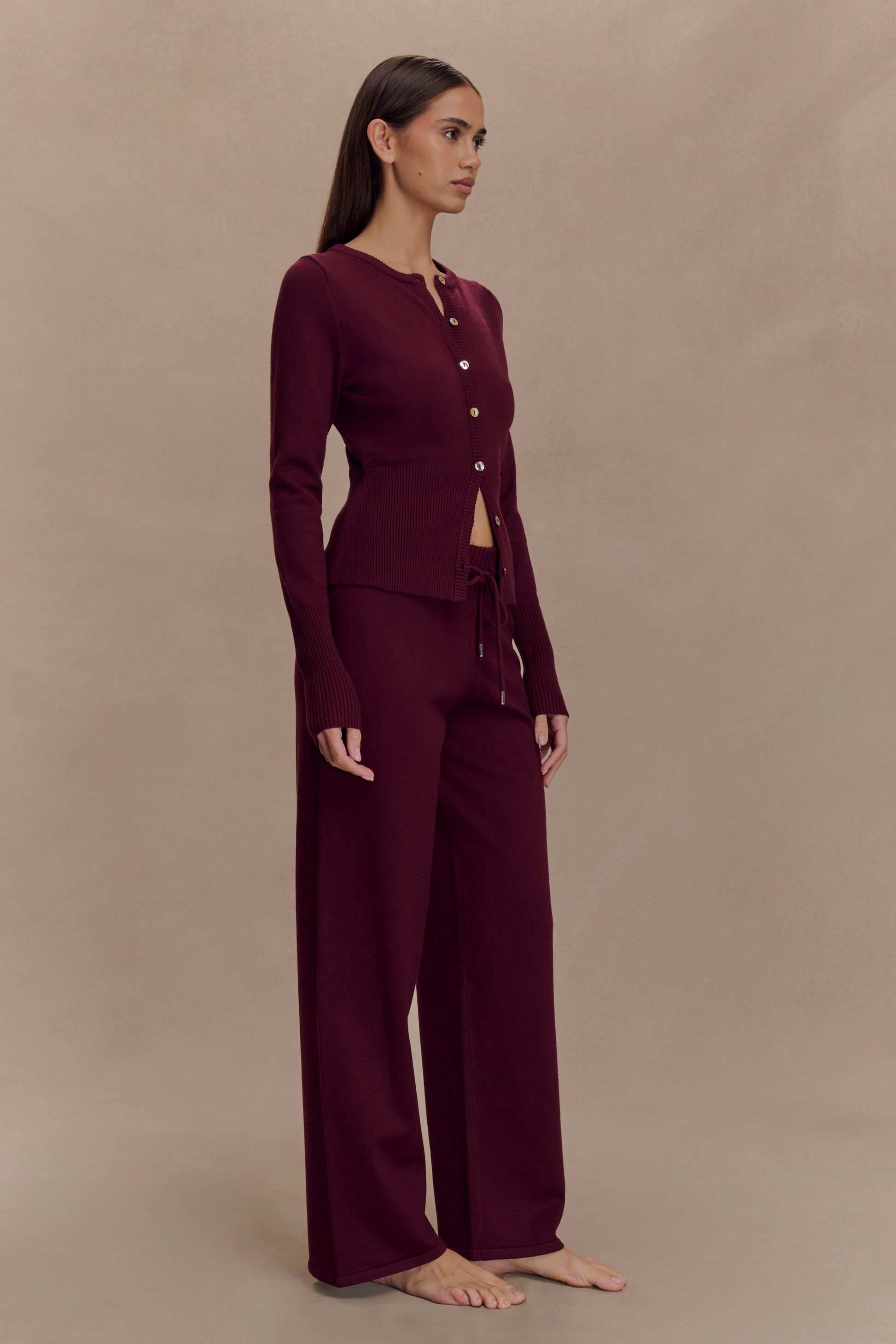 Reese Fitted Knit Cardigan - Merlot #4