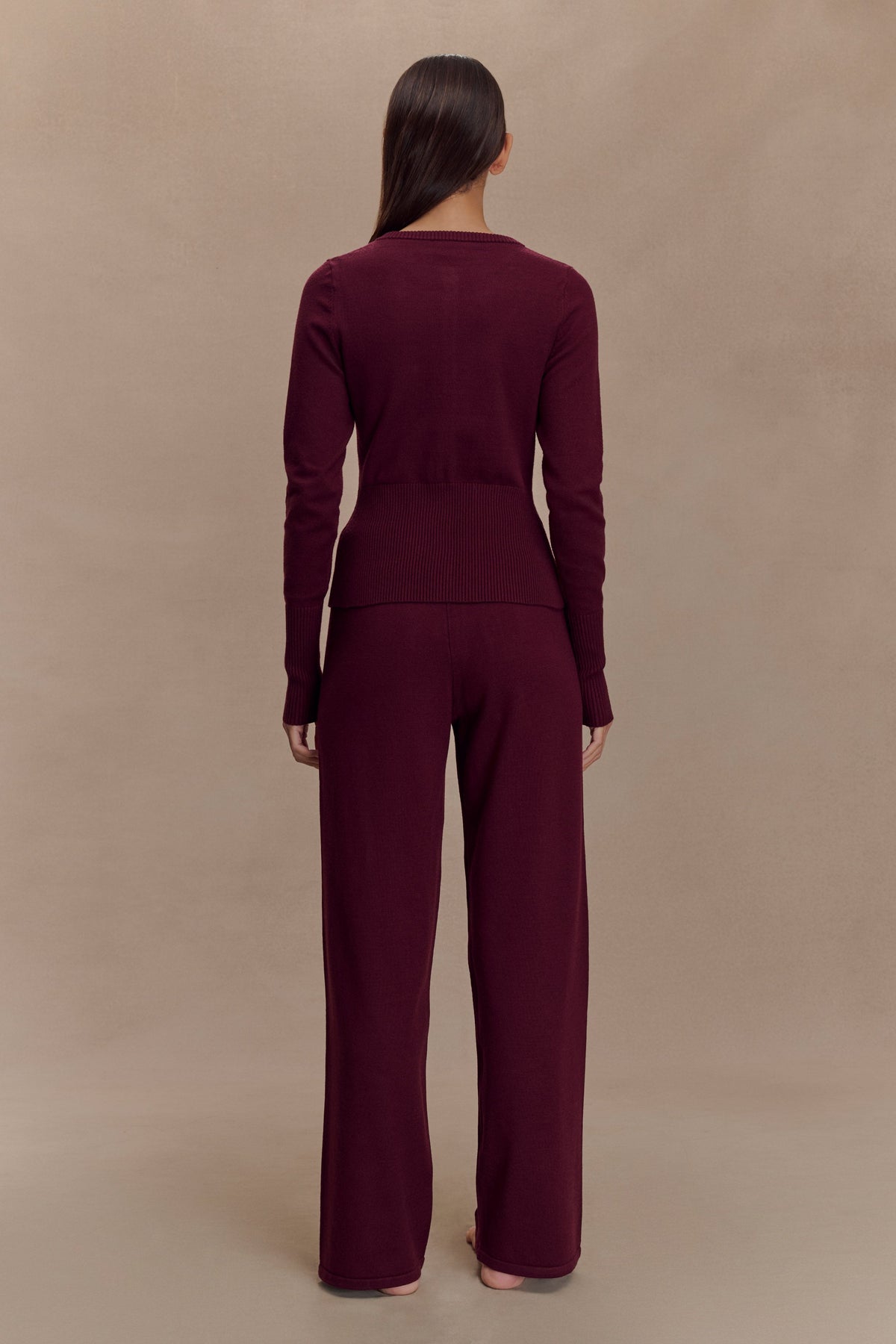 Reese Fitted Knit Cardigan - Merlot #5