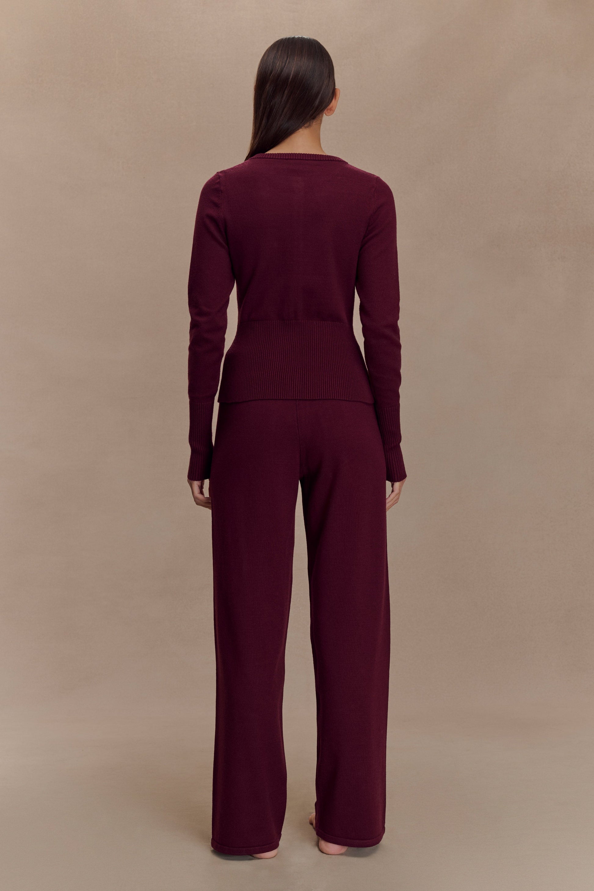 Reese Fitted Knit Cardigan - Merlot #5