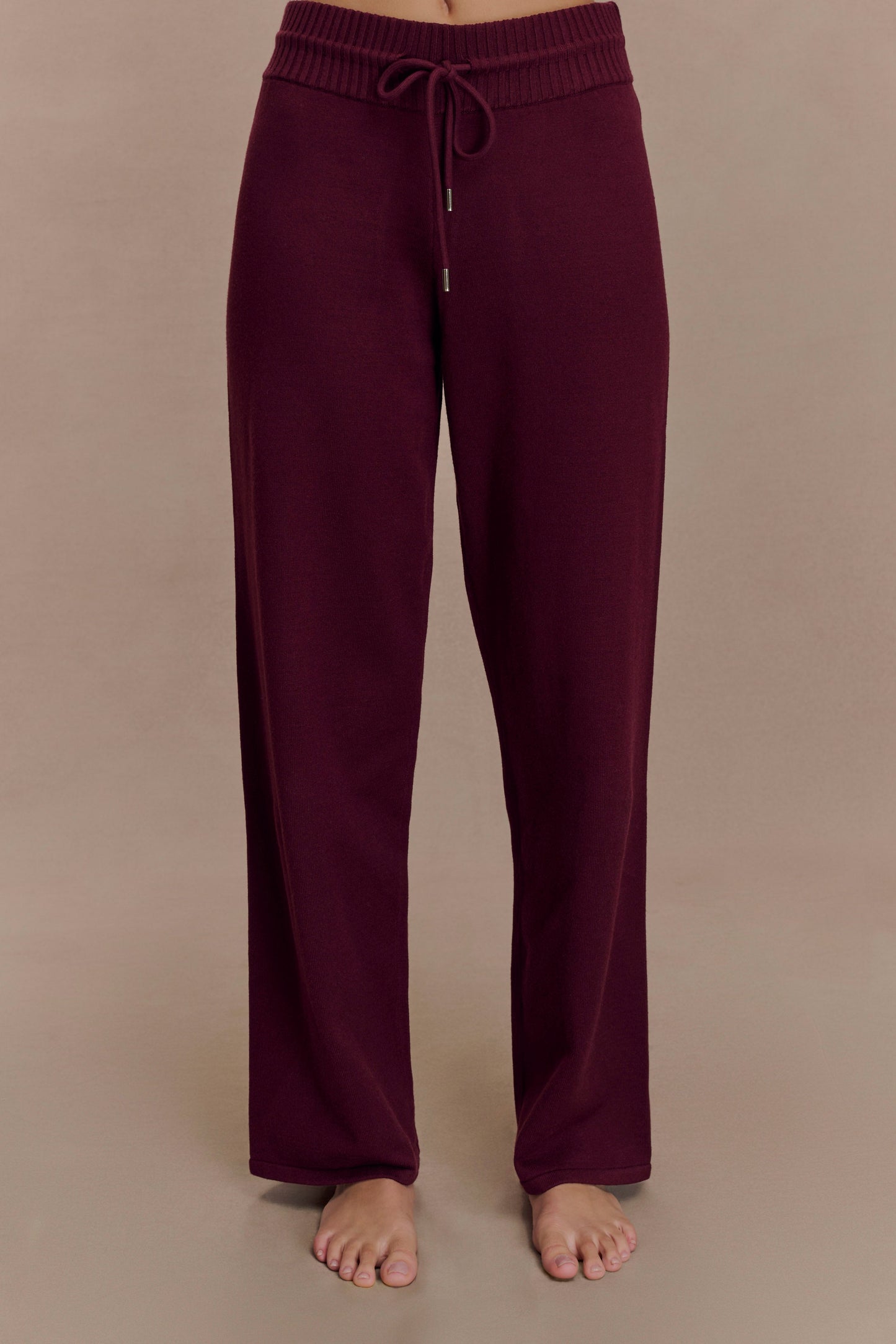 Natalya Knit Wide Leg Pants - Merlot